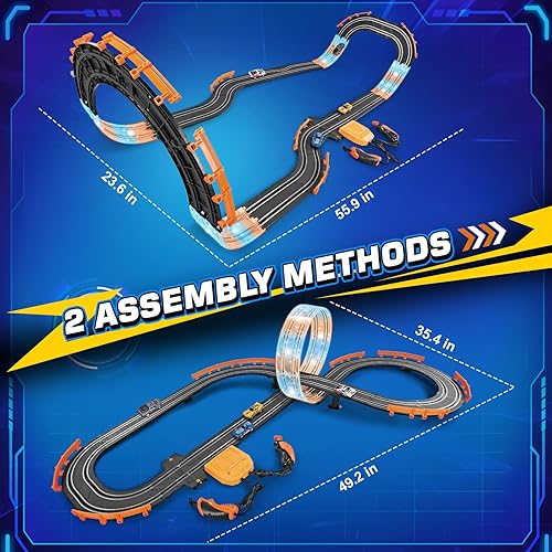 Miniatura 3 de Juego de carreras de autos con 4 ranuras para autos, ideales para regalos de cumpleaños, Navidad, juguetes para niños de 6, 7, 8 a 12, batería o