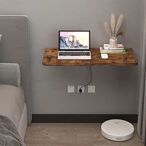 Miniatura 18 de Pmnianhua Mesa plegable de 31 pulgadas para montar en la pared, escritorio de pared plegable, escritorio flotante para oficina en casa, espacio