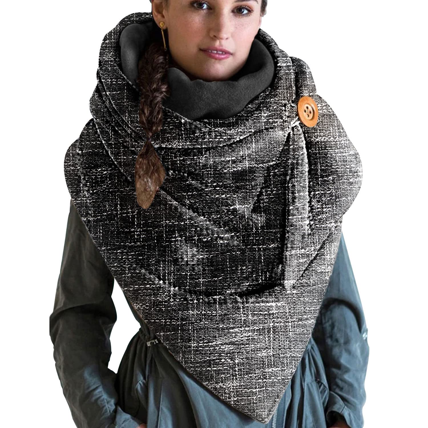 heekpek Sciarpa Donna Invernale Sciarpa Scialle Donna Triangolo con Bottoni Multifunzione Pile Spessa e Grande Invernali
