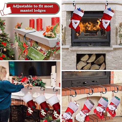 Miniatura 5 de Juego de 4 soportes de calcetines de Navidad para manta, almohadillas protectoras, soportes de calcetines de Navidad para chimenea y chimenea,