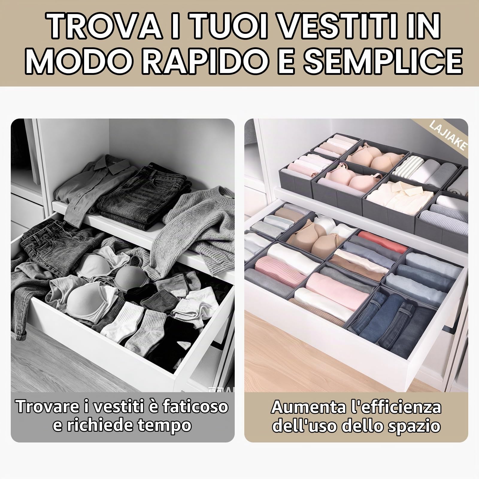 Set di 16 organizer per cassetti adatti per guardaroba PAX, 100 x 58 cm, pieghevole, per vestiti e vestiti per bambini, design modulare, stabile, grigio
