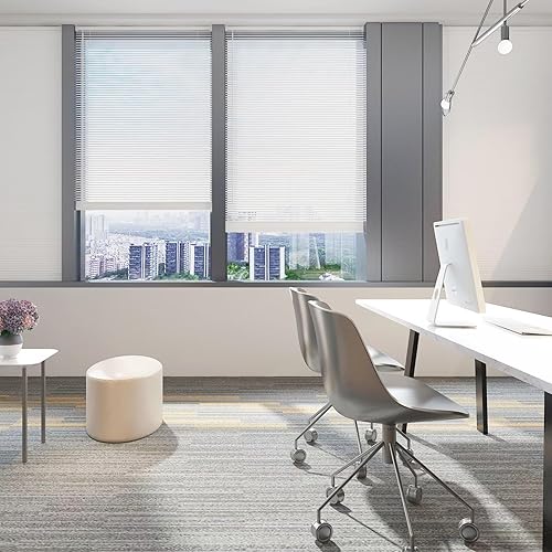 Miniatura 9 de Changshade BLD32WT64A - Persiana horizontal de vinilo inalámbrica de 1 pulgada con varita inclinable para ventanas y puertas, persiana veneciana con