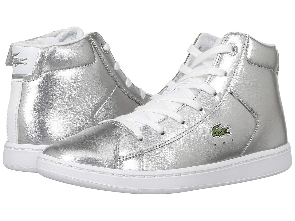 

Lacoste Kids Carnaby Evo Mid 318 (Little Kid) (Silver/White) Girl's Shoes