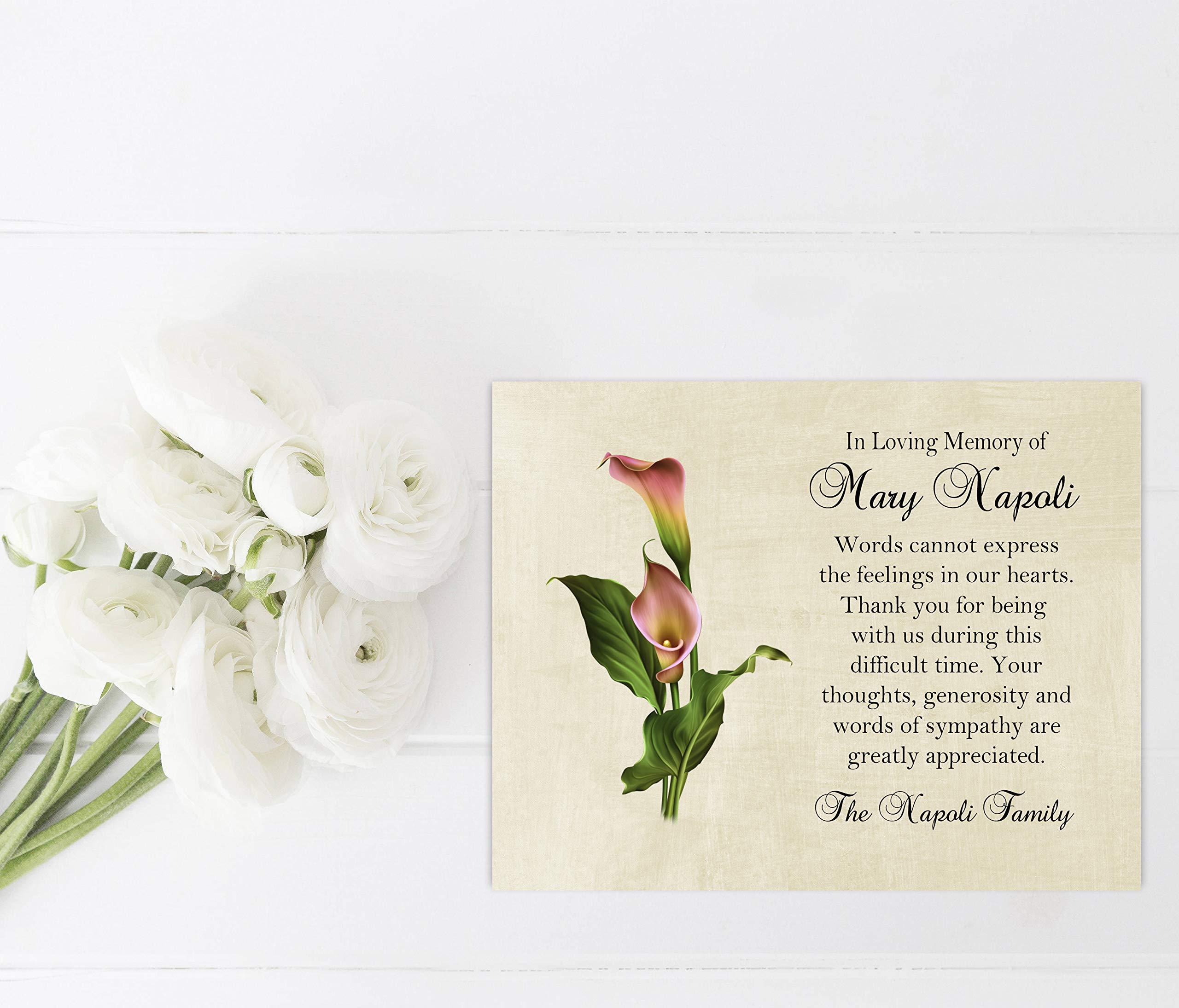 Minimalist Funeral Thank You Cards With Envelopes - 25 Fillable Floral Sympathy Cards