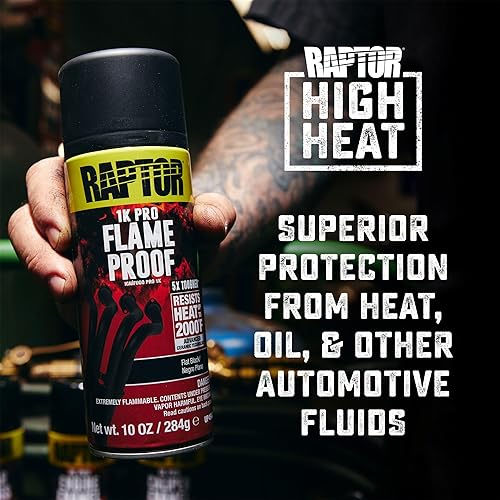 Miniatura 4 de RAPTOR Pintura para carrocería de automóviles a prueba de llamas, grado profesional, spray protector extra resistente para altas temperaturas, negro