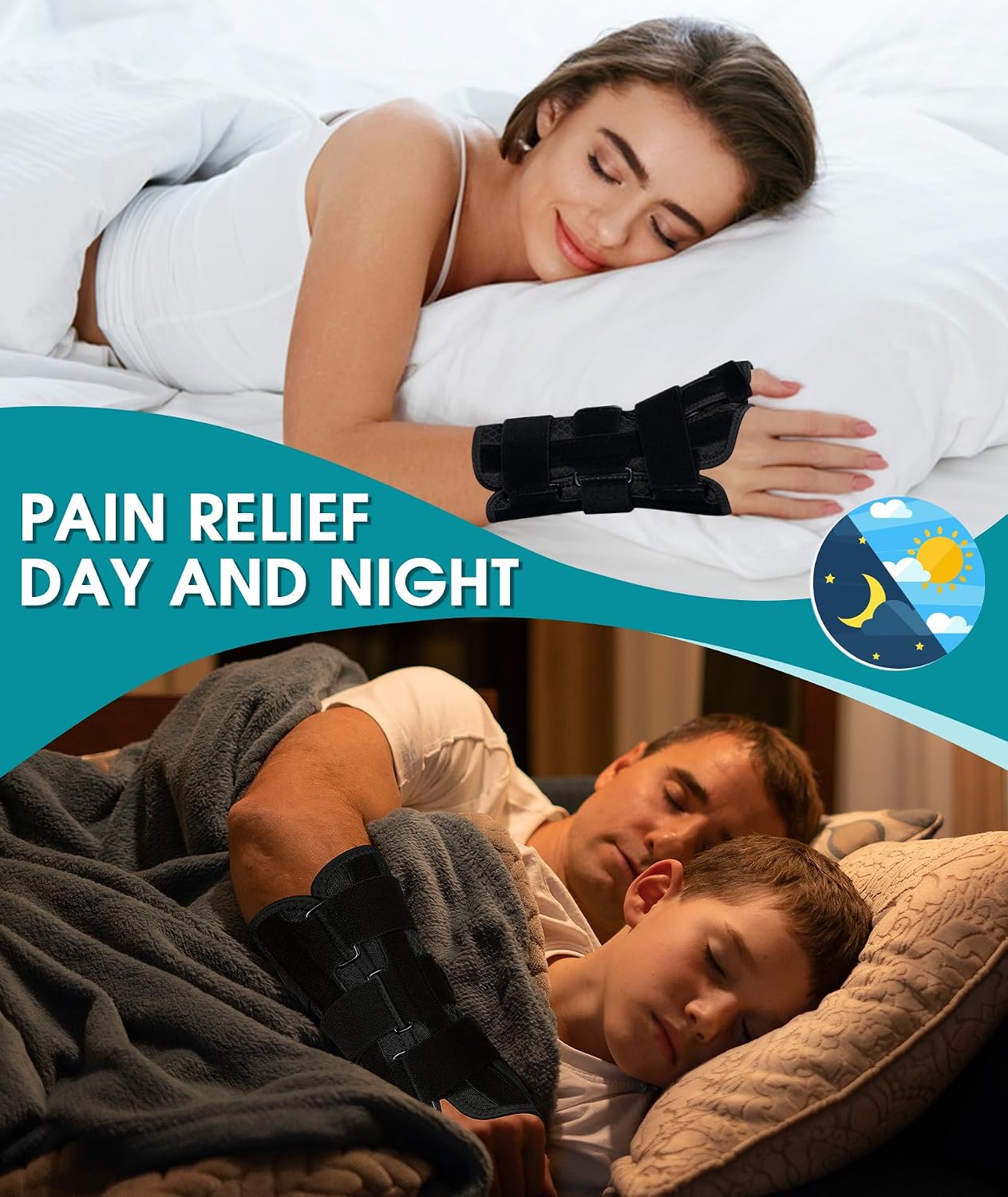 Oyakin Carpal Tunnel Wrist Brace Night Support, Thumb Brace for De Quervain's Tenosynovitis, Tendonitis, Thumb Spica Splint Right Hand, Wrist Support Men and Women, Small/Medium