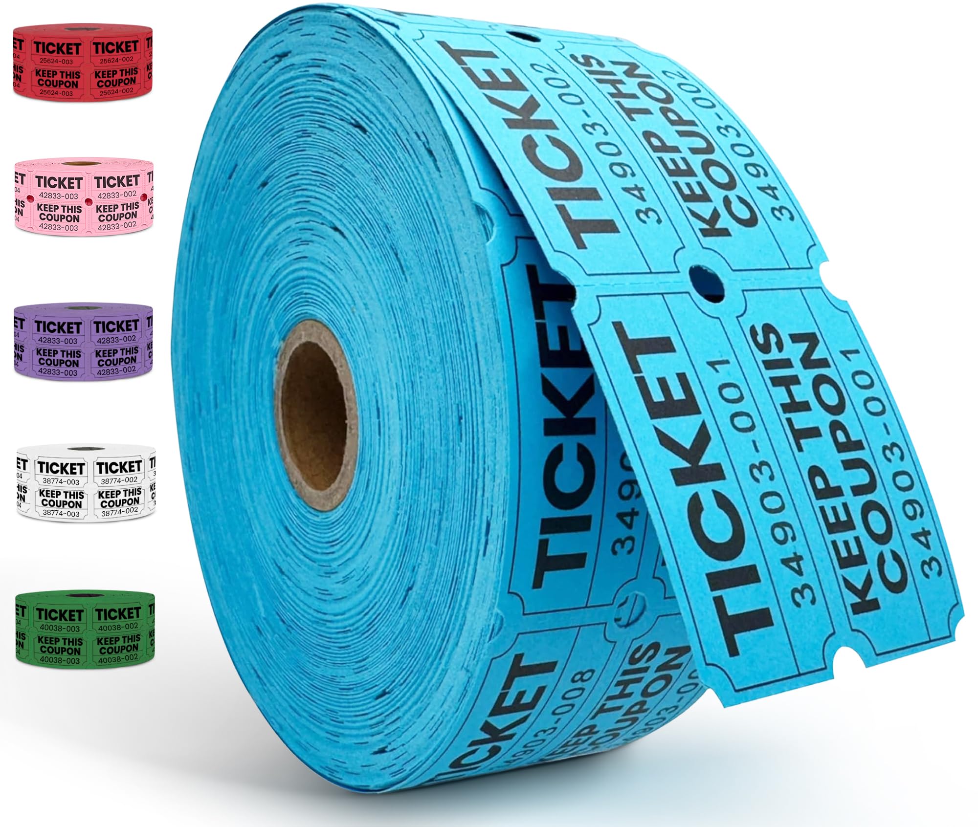 PM Company 2000 Pcs (1000 Pairs) Raffle Tickets Double Roll, 50/50 Blue Raffle Tickets for Events, Entry, Carnivals, Fundraisers, Classroom Rewards, and Prizes - Premium Quality