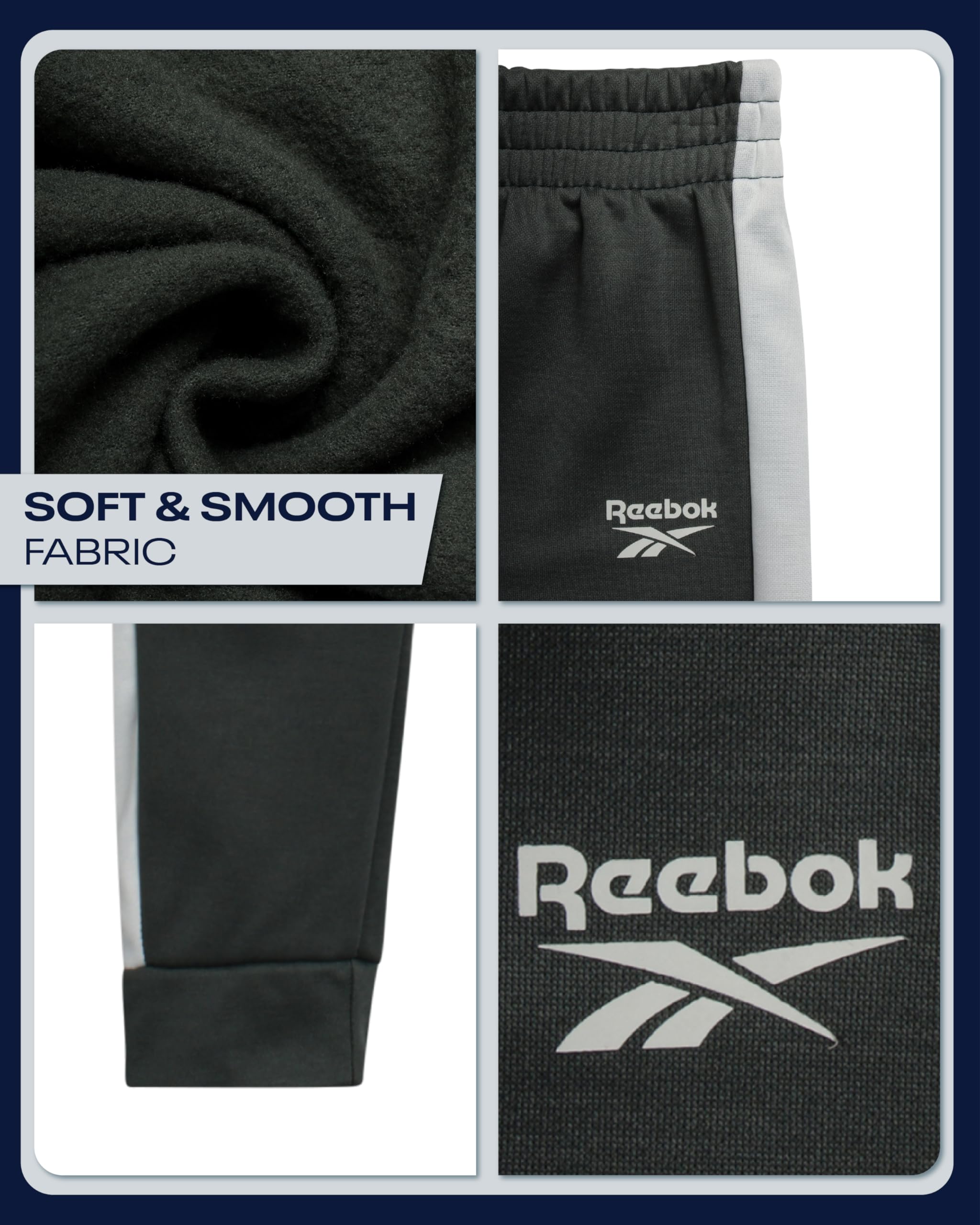 Reebok 3-teiliger Trainingsanzug für Kleinkinder, Jungen, Trikot-Trainingsjacke, T-Shirt und Jogginghose | Weiche Wärme ohne aufzutragen für ganztägigen Komfort, flexible Bewegung für Spielen, Schule oder Reisen zu jeder Jahreszeit
