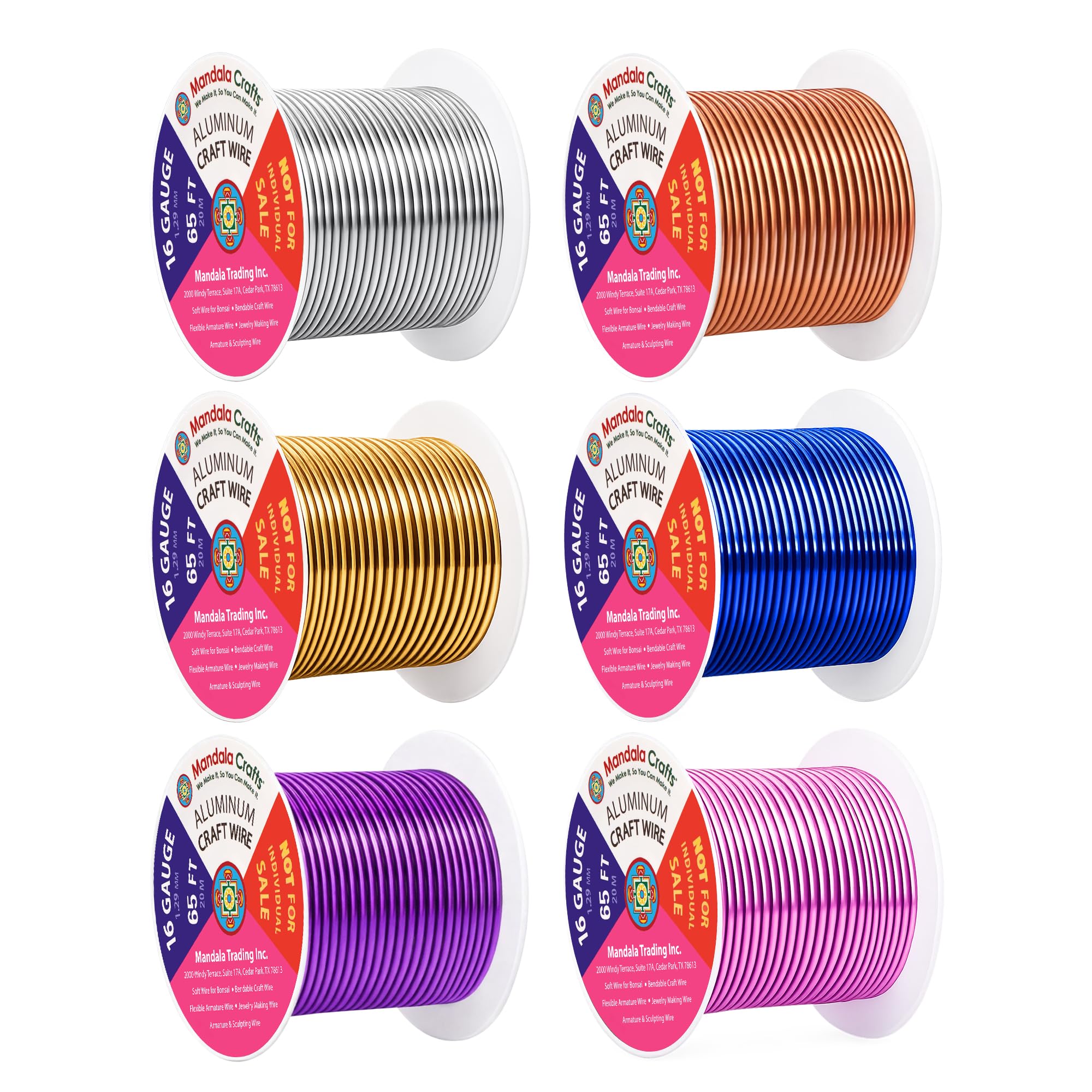 Mandala Crafts 16 GA Gold Blue Purple Assorted Anodized Aluminum Craft Wire