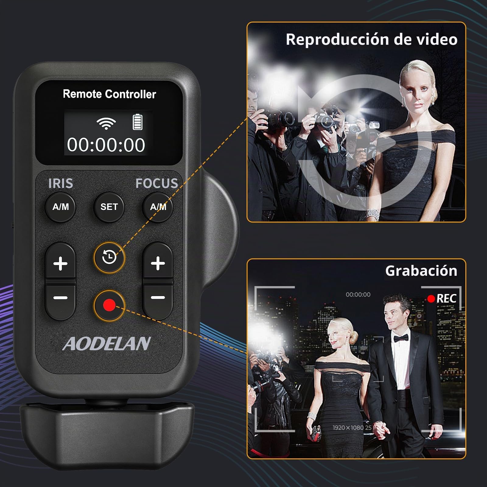 Lanc - Mando a distancia inalámbrico IRIS, enfoque, grabación de vídeo y zoom para Canon XL1S, XL2, XHA1 y Sony NX5C