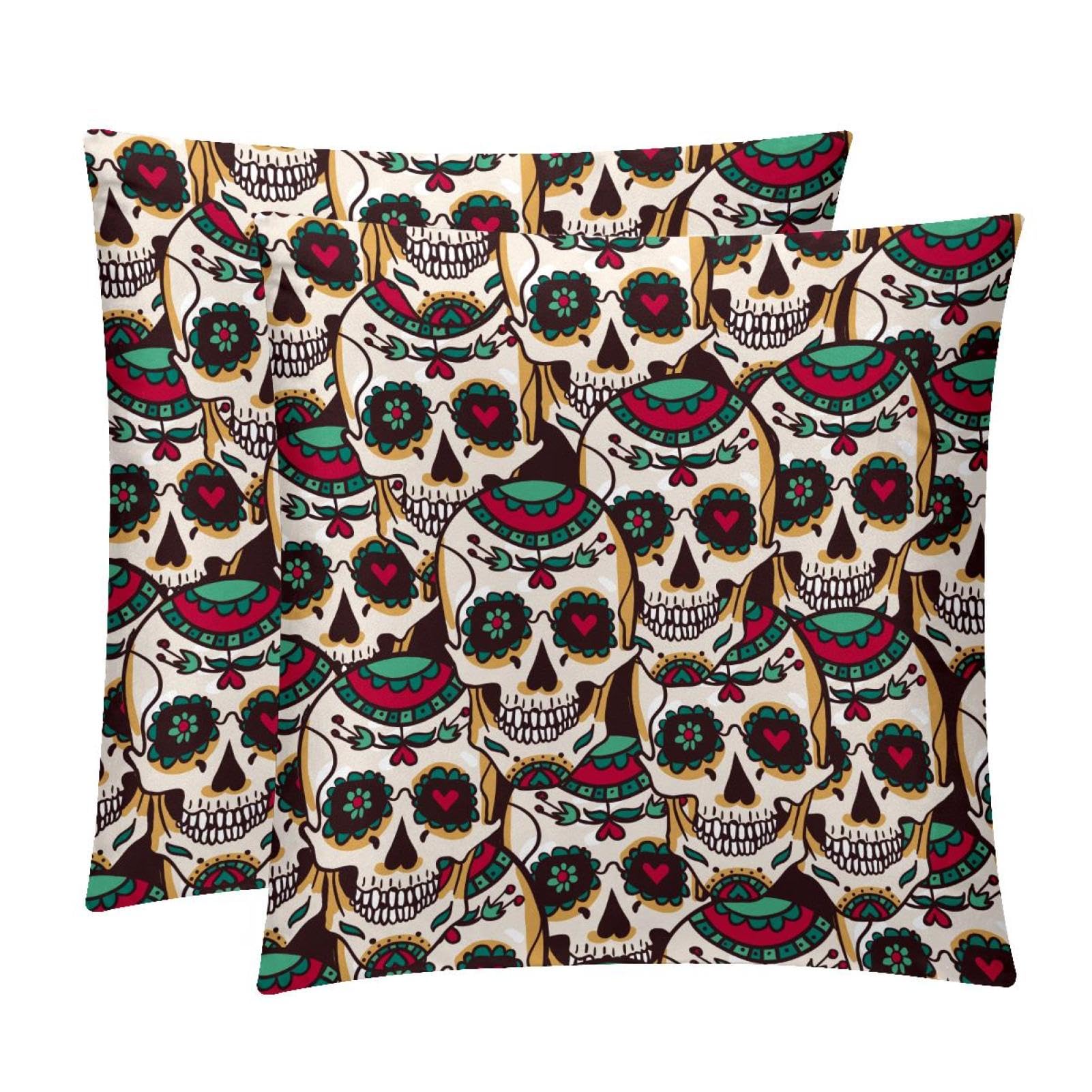 TDGKPZ Skull Funny Throw Pillow Covers 2 Pack Pillowcases Soft Cozy Pillow Cases For Couch Bed Sofa 45x45cm