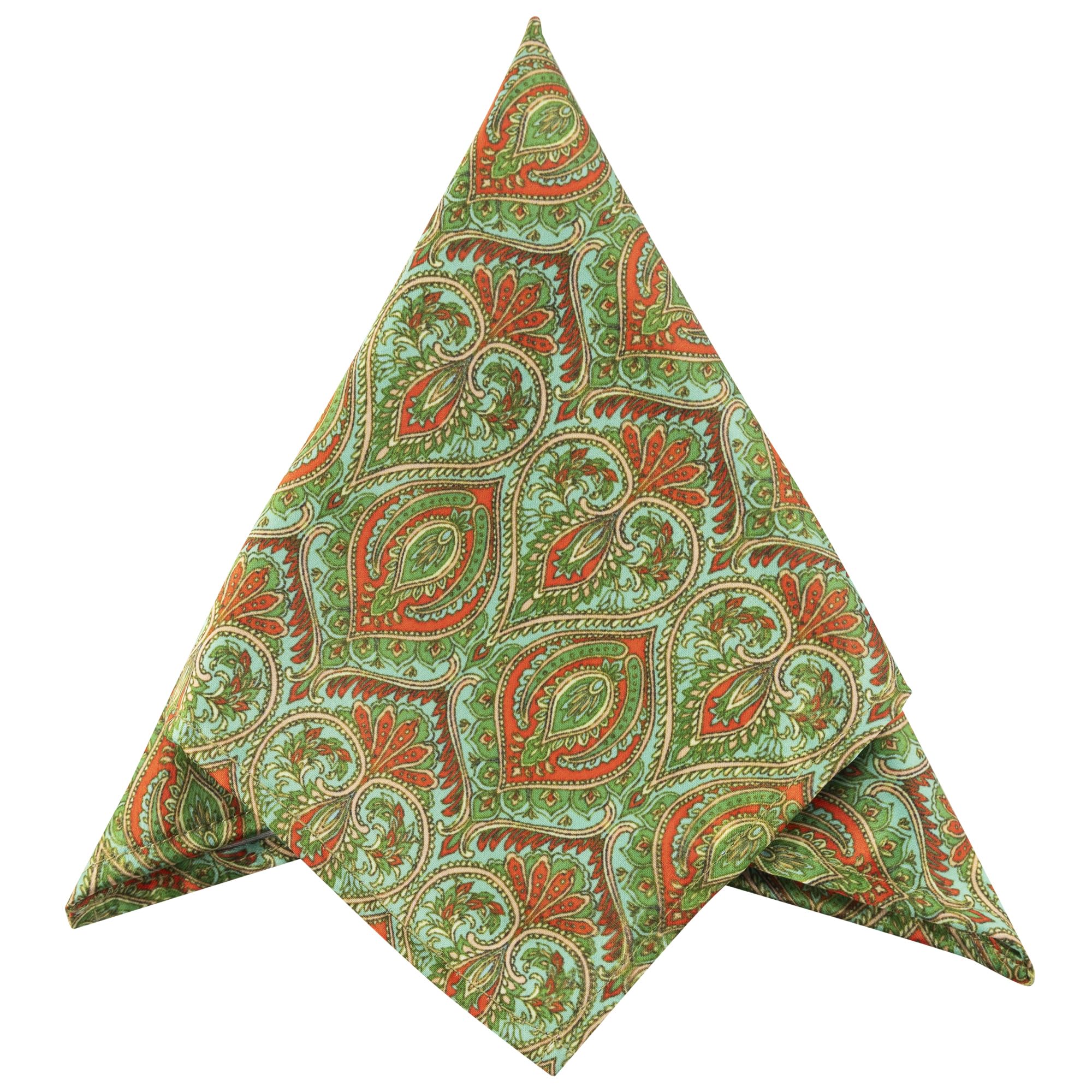 Mint Green Paisley Satin Pocket Square for Men-image-39