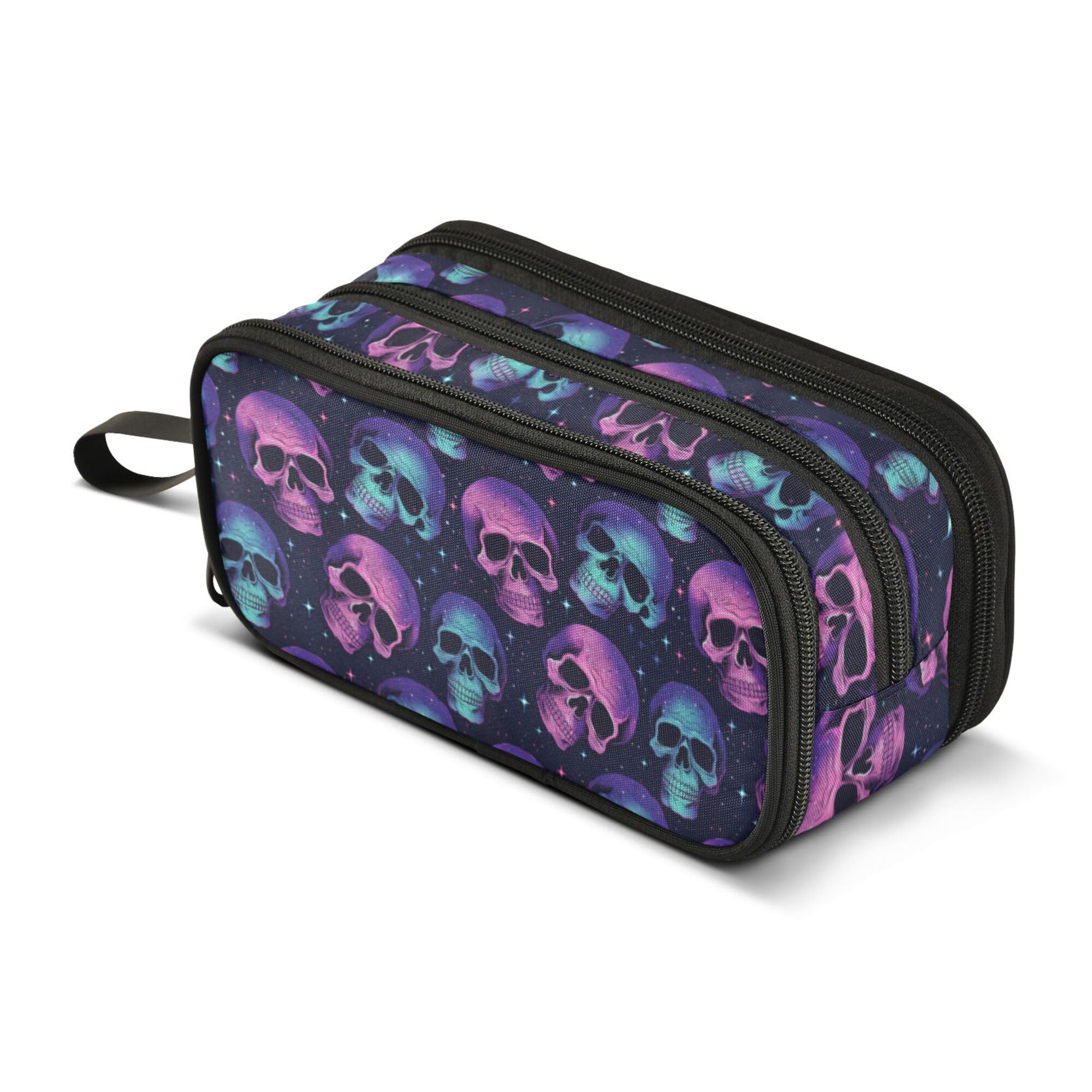 ALAZA Large Pencil Case, Big Capacity Pencil Bag Pen Pouch Holder 3 Compartments,Gothic Skull School Office Supplies Stationery Makeup Bag Storage Organizer for Students Girls Boys Women Men — image 1