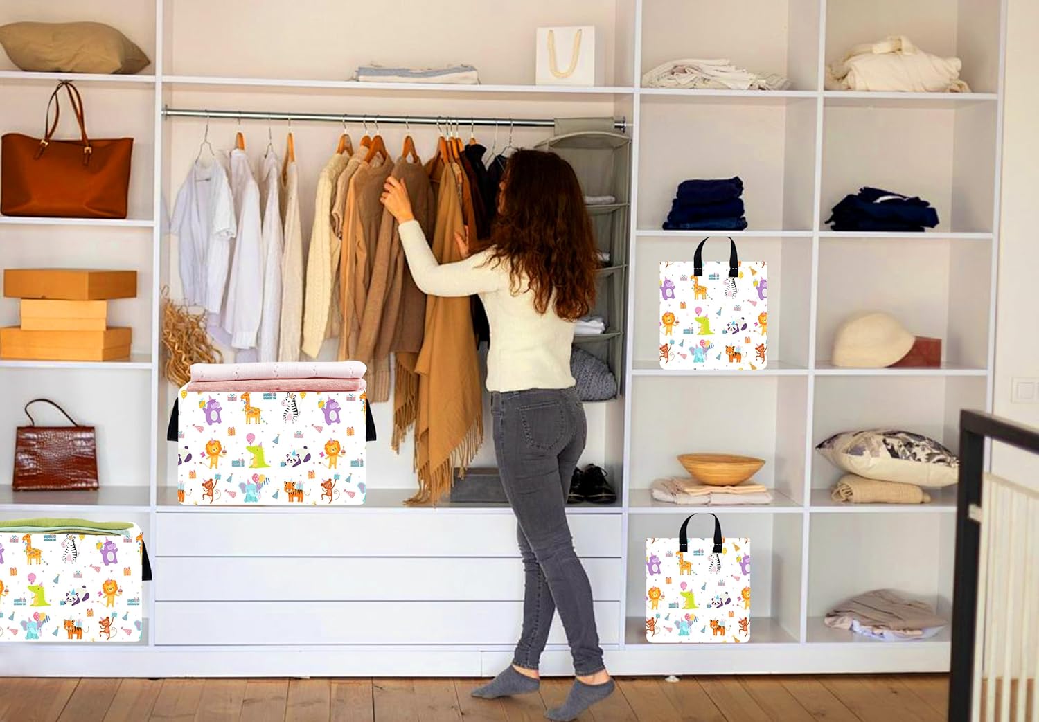 Rectangle Gift Shelf Nursery Storage Basket Laundry Hamper Storage Box and Bins for Home Clothes with Handles