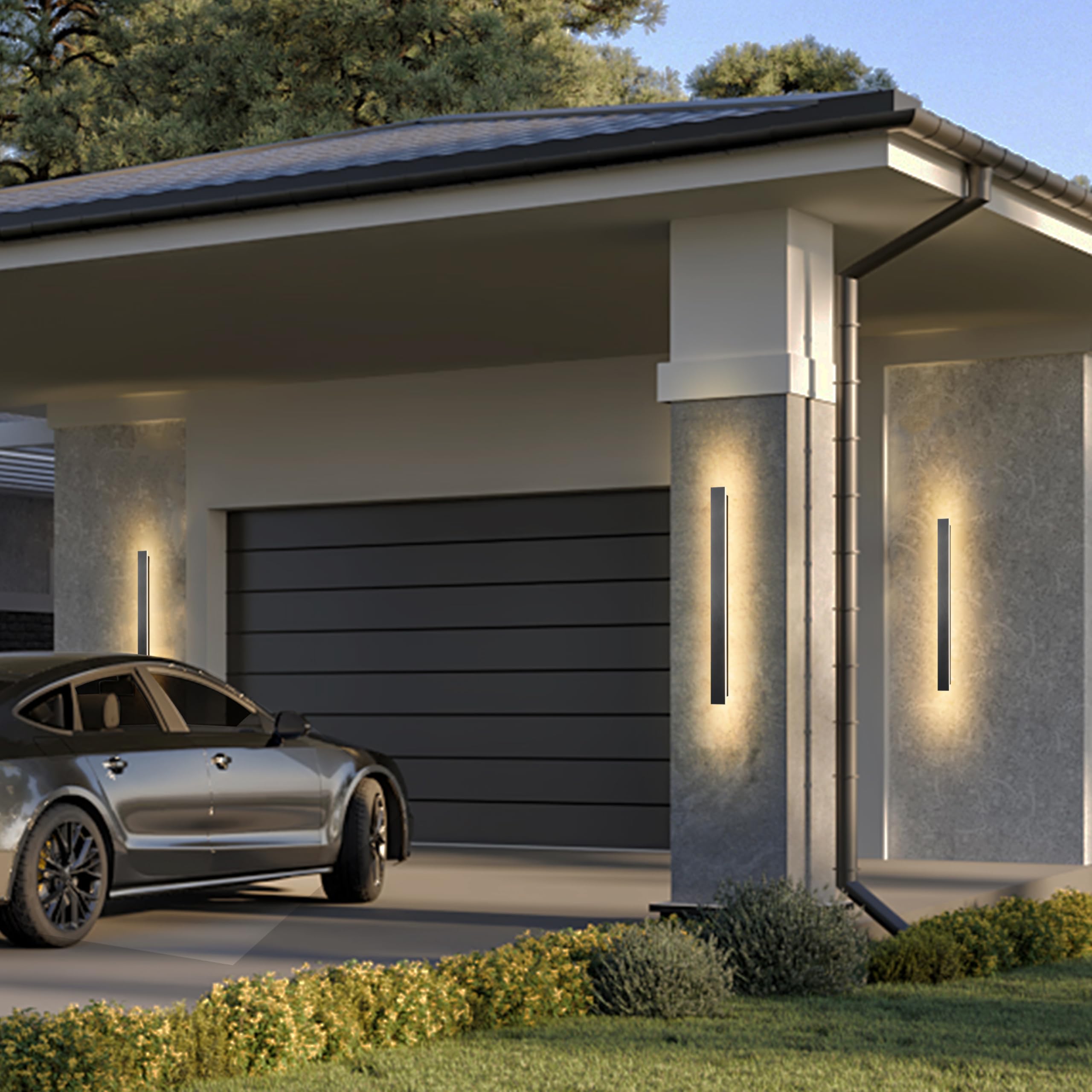 100CM LED Wandleuchte Aussen Lange Wandlampe Schwarz Ip65 3000K | Außenleuchte Außenwandleuchten Hauswand Wasserdicht Outdoor Wand Lampe Terrasse Gärten, Villa , Warmes Licht Anthrazit Innen