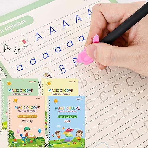 Libros de escritura a mano con ranuras reutilizables para niños, libros de escritura a mano con ranuras para aprender a escribir libros de números y