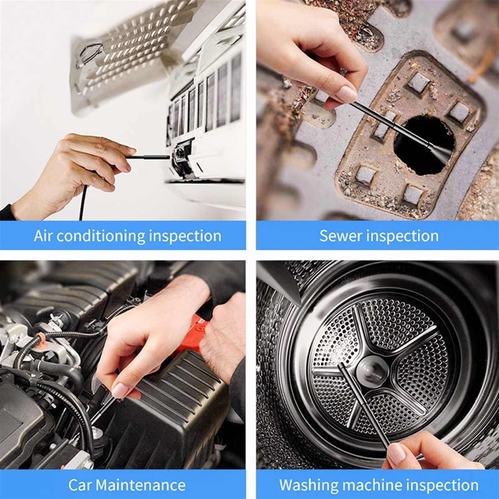 Telecamera industriale 1080P for endoscopio Wifi a tripla lente con telecamera for ambito automobilistico flessibile leggero for tubo di scarico del condotto fognario(1m)