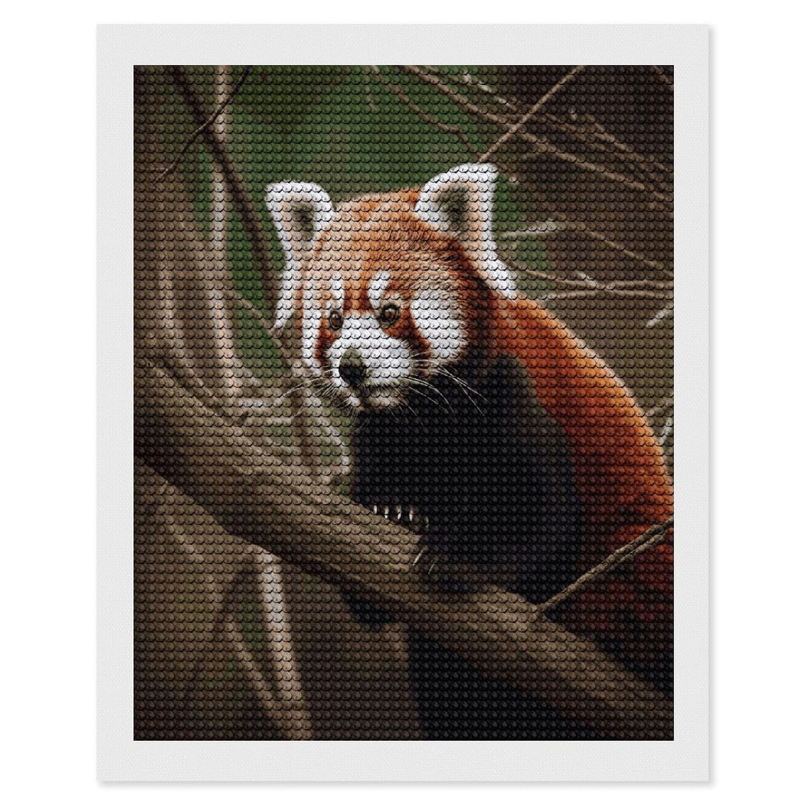 LDGSUPH Red Panda on Tree Branch Diamond Painting Kits for Adults Paint with Diamond Pictures Art DIY Full Drill Diamond Dots Painting Personalized Diamond Photo for Home Wall Decor Gift 16"x20"