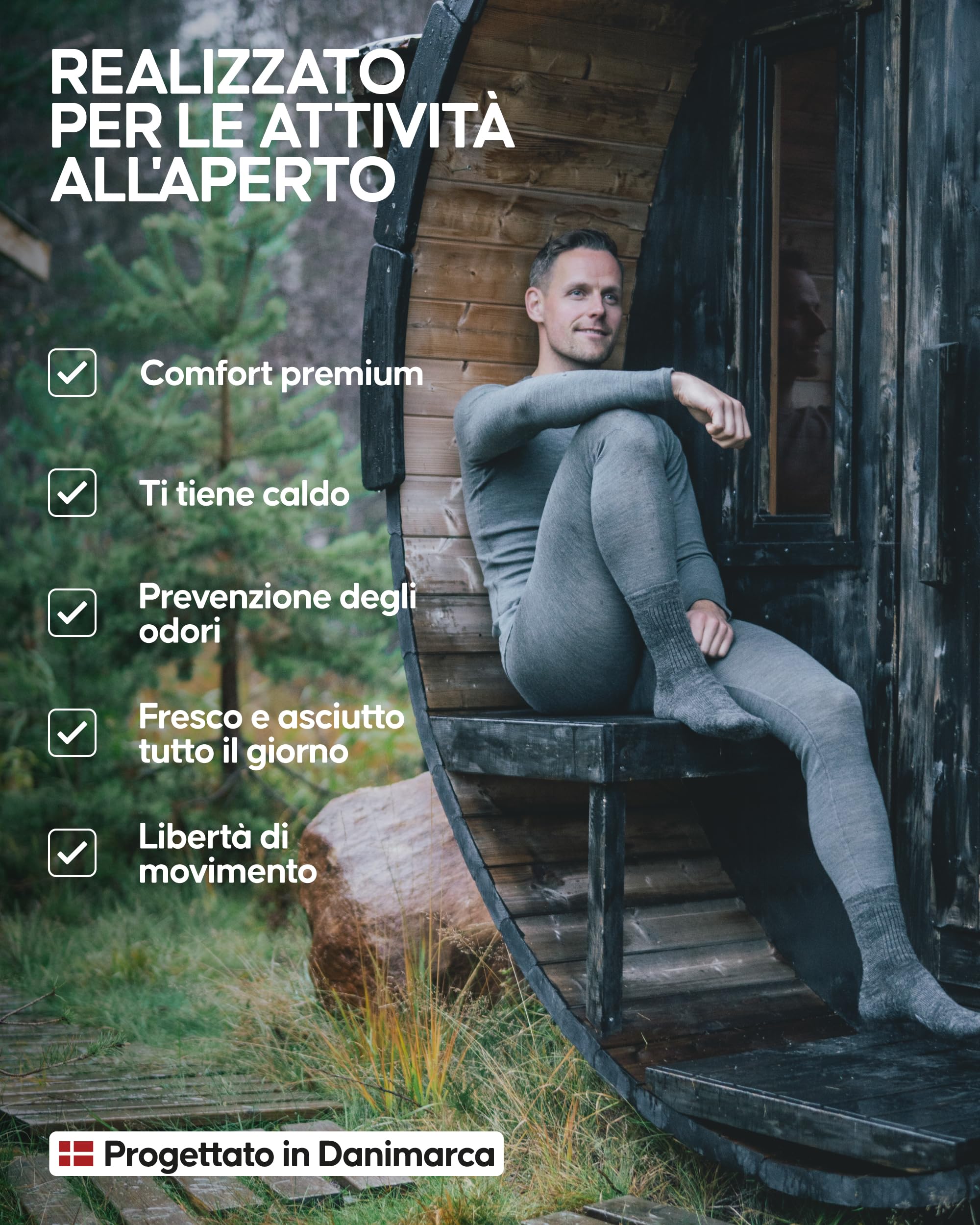 DANISH ENDURANCE Maglia Termica Uomo in Lana Merino, Manica Lunga, per Sci, Trekking, Escursionismo con o Senza Chiusura Zip
