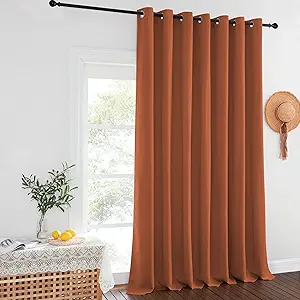 NICETOWN Sliding Glass Door Curtain - Grommet Extra Wide Window Treatment Thermal Insulated Drape for Kids Room/Living Room (Burnt Orange, W100 x L95, 1 Panel)