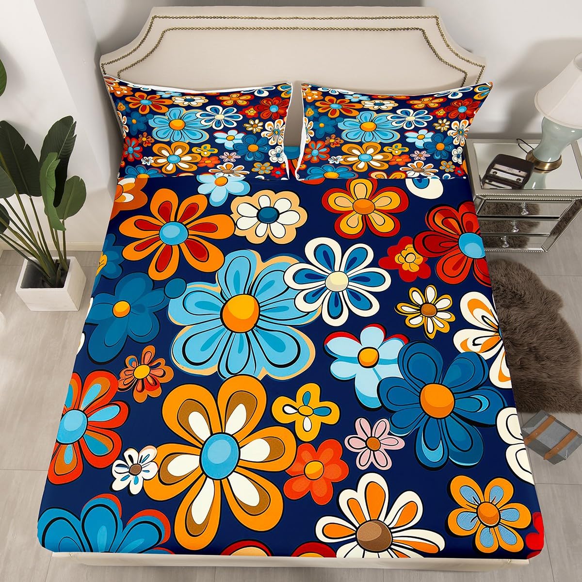 Amazon.com: Hippy Girl Flower Bed Sheets Full,Adults 60s Flower