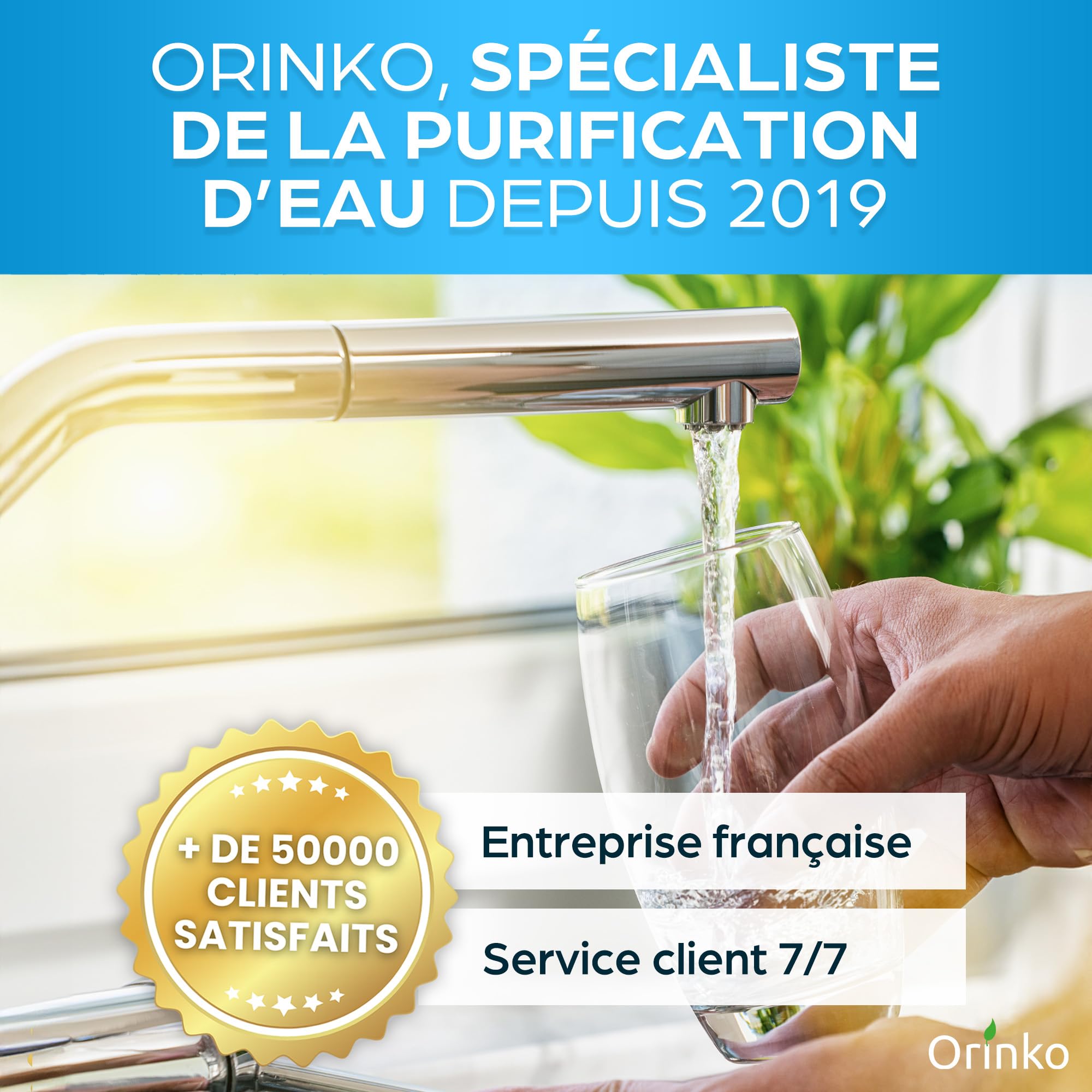ORINKO Filtre à Eau pour Robinet Universel – Filtre Anti Calcaire, Chlore et Plomb - Purificateur d’Eau Potable 2L/min avec Cartouche Remplaçable – Système De Filtration à Charbon Actif pour Cuisine
