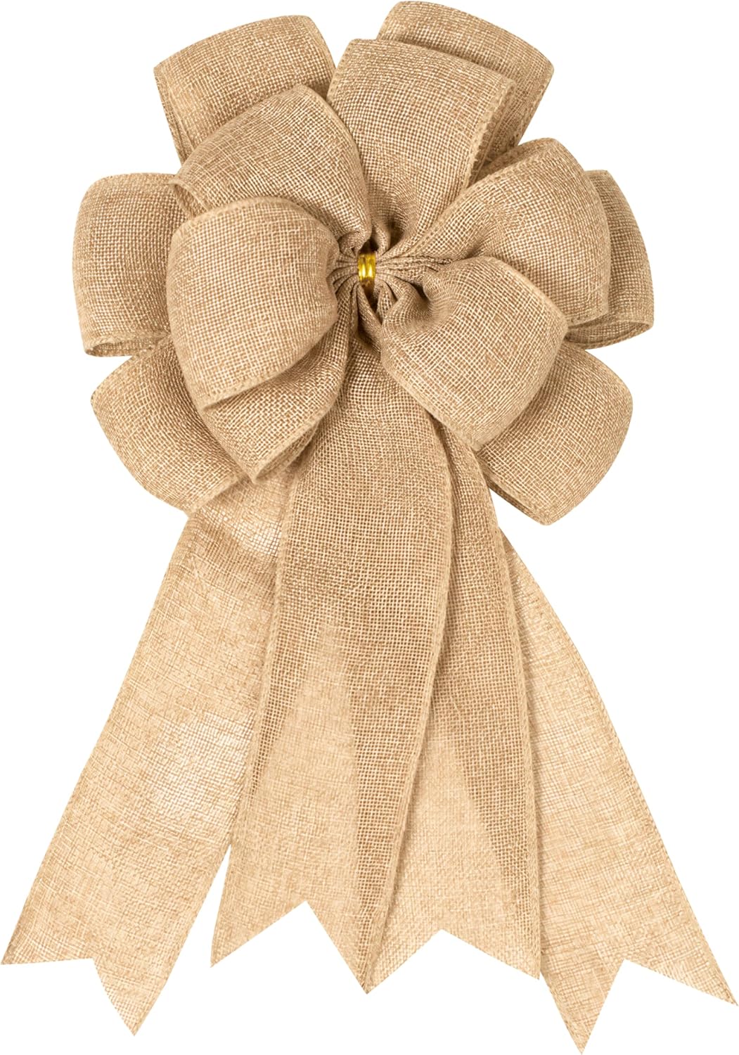 Large Bow for Wreath, 14.9 x 9 Inches Burlap Rustic Tree Topper, Farmhouse Decorations for Home, Already Made Easter Wreath Bow
