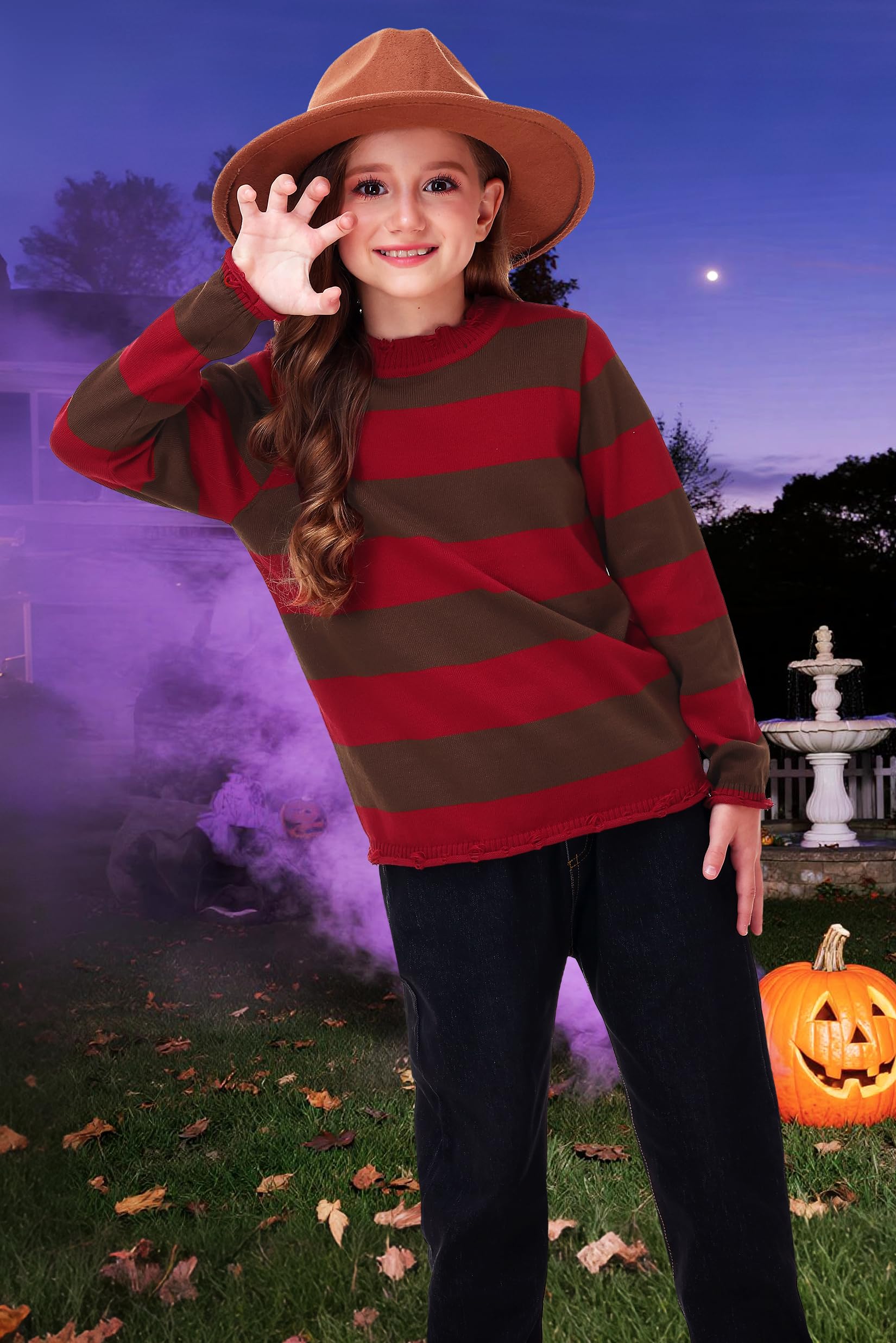 Karneval Kinder Pullover Rot Gestreifte Strickpullover Mädchen Jungen Sweatshirt 116-164