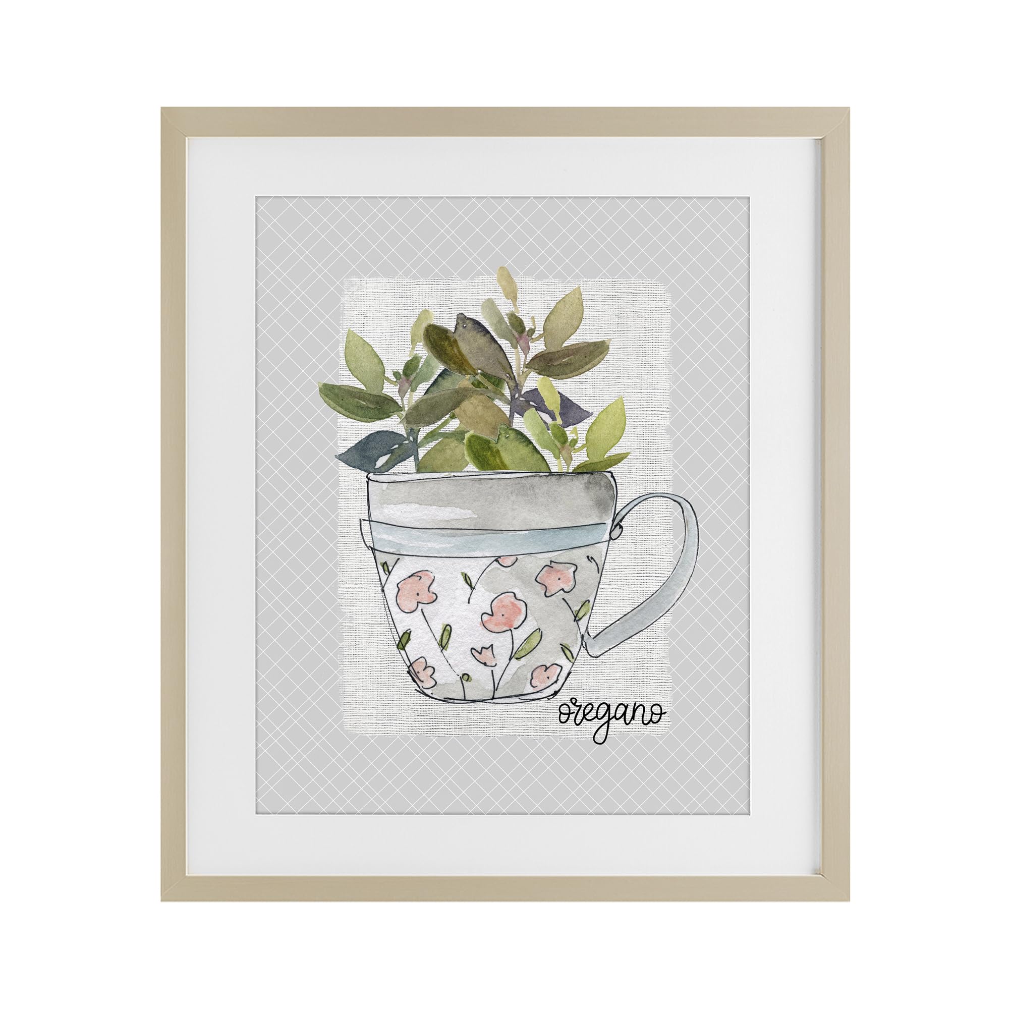 Stupell Industries Harvest Pine (Textured) 'Oregano Herb Mug'| Framed Print Under Glass