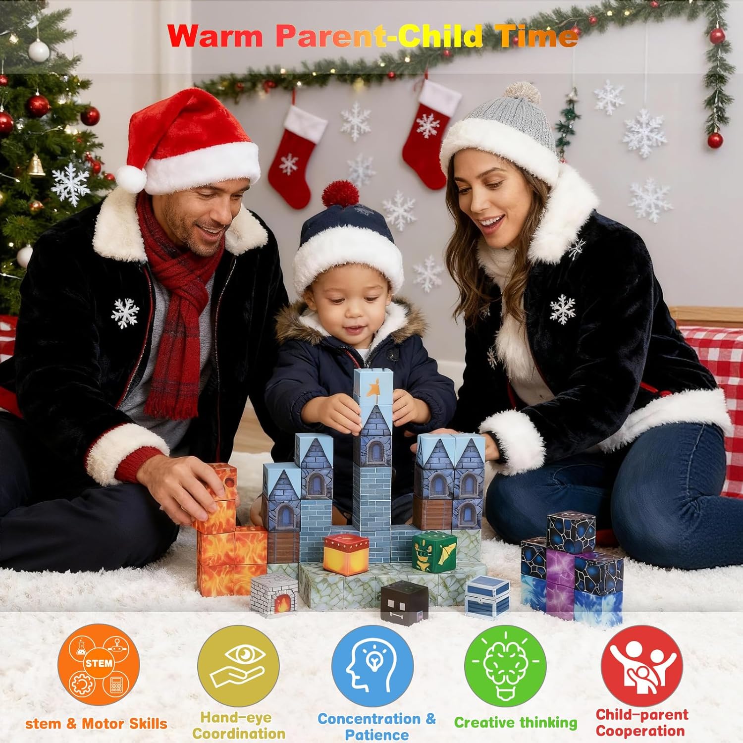 Magnetic Blocks - 60 PCS Magnetic Building Blocks - Magnet Cubes Toys Stacking, STEM Montessori Sensory Toys for 3+ Year Old Boys Girls Festival & Easter Birthday Gifts