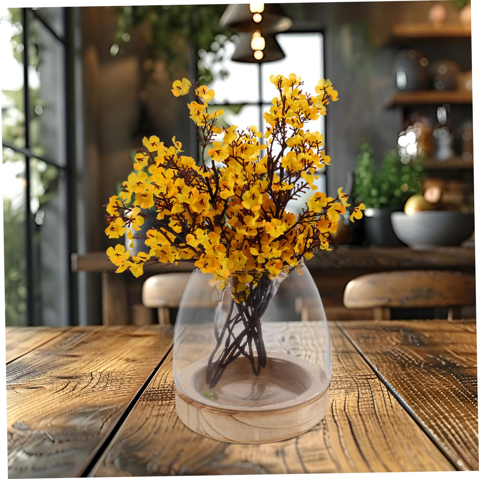 Vase Hydroponique Verre avec Base Station de Bouturage Eau Transparente Terrarium pour Plantes Intérieur Décor Compact pour Table et Salon