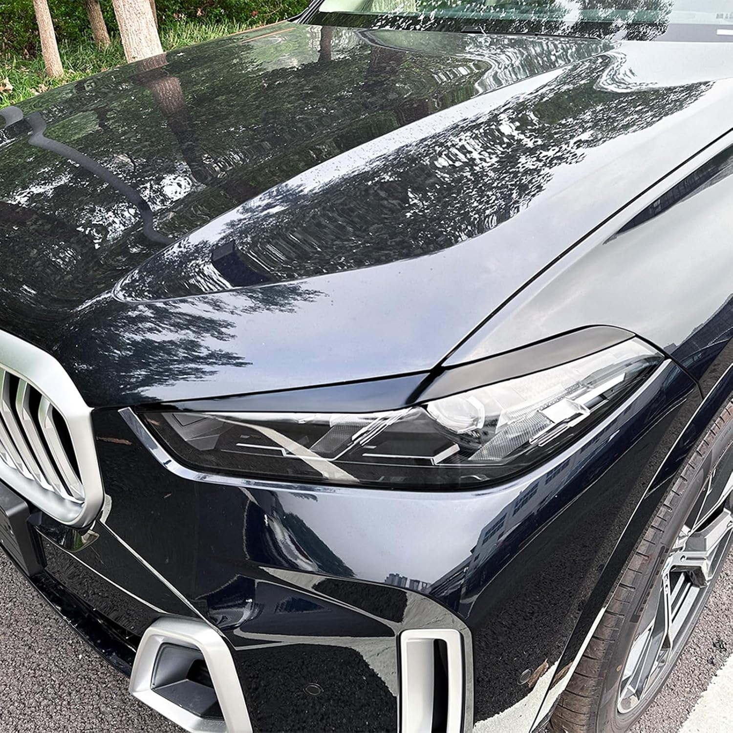 Front Headlight Eyelid Trim For BMW X5 X6 G05 G06 LCI 2023-2025 Black