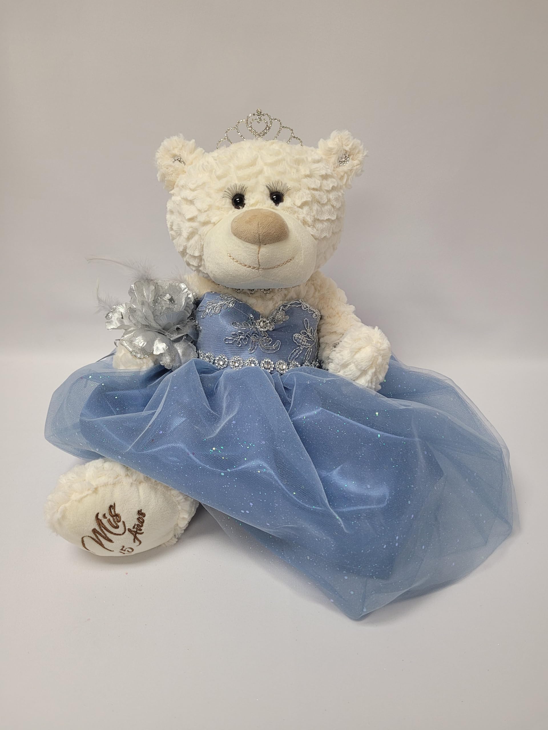 KINNEX COLLECTIONS SINCE 1997 20" Quince Anos Quinceanera Last Doll Teddy Bear with Dress (Centerpiece) ~ ARC16831-36 (Gray Blue)