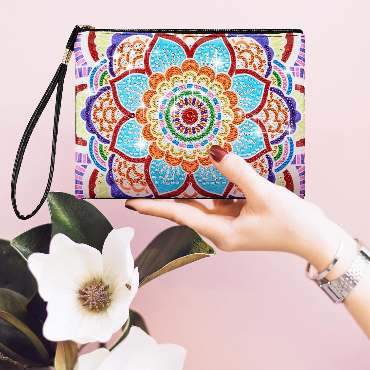 Geyoga 4 Pcs Mandala Diamond Painting Handbag Elegant 5d DIY Diamond Bags Zipper Special Shaped Handmade Purses for Women Art Craft Gift
