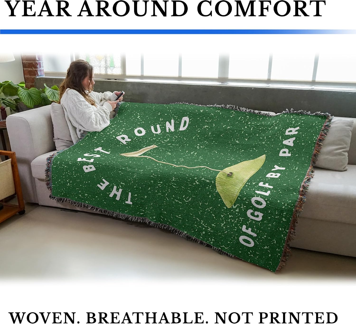 Pure Country Weavers Best Round By Par - Gift Sports Tapestry Throw Blanket Woven from Cotton - Made in The USA (72x54)