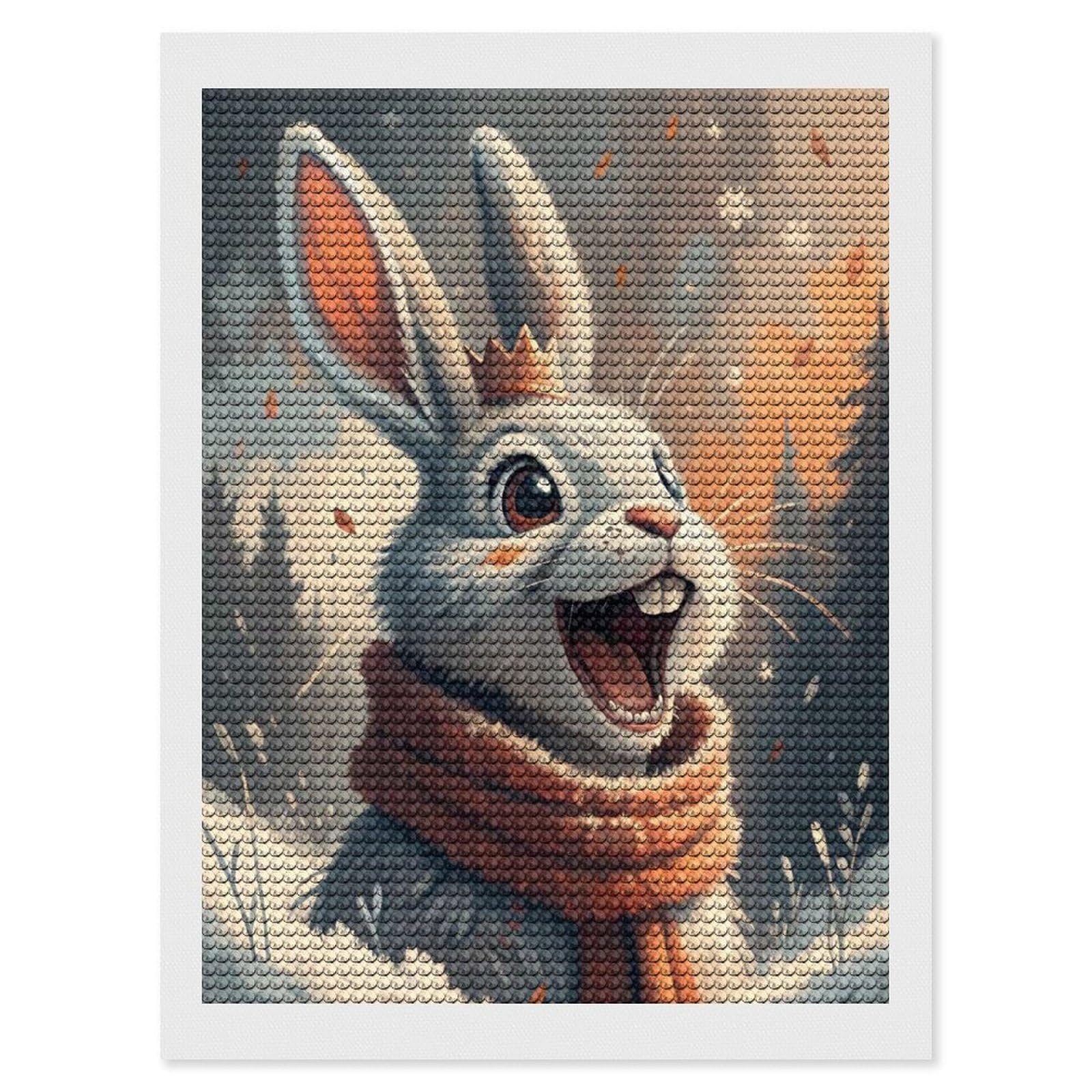 Junmoney Winter Rabbit King Diamond Art Canvas 12"x16", for Adults, Pleasing Wall Art Project, Modern Decor, Gift Idea, Nice Detail and Sparkle