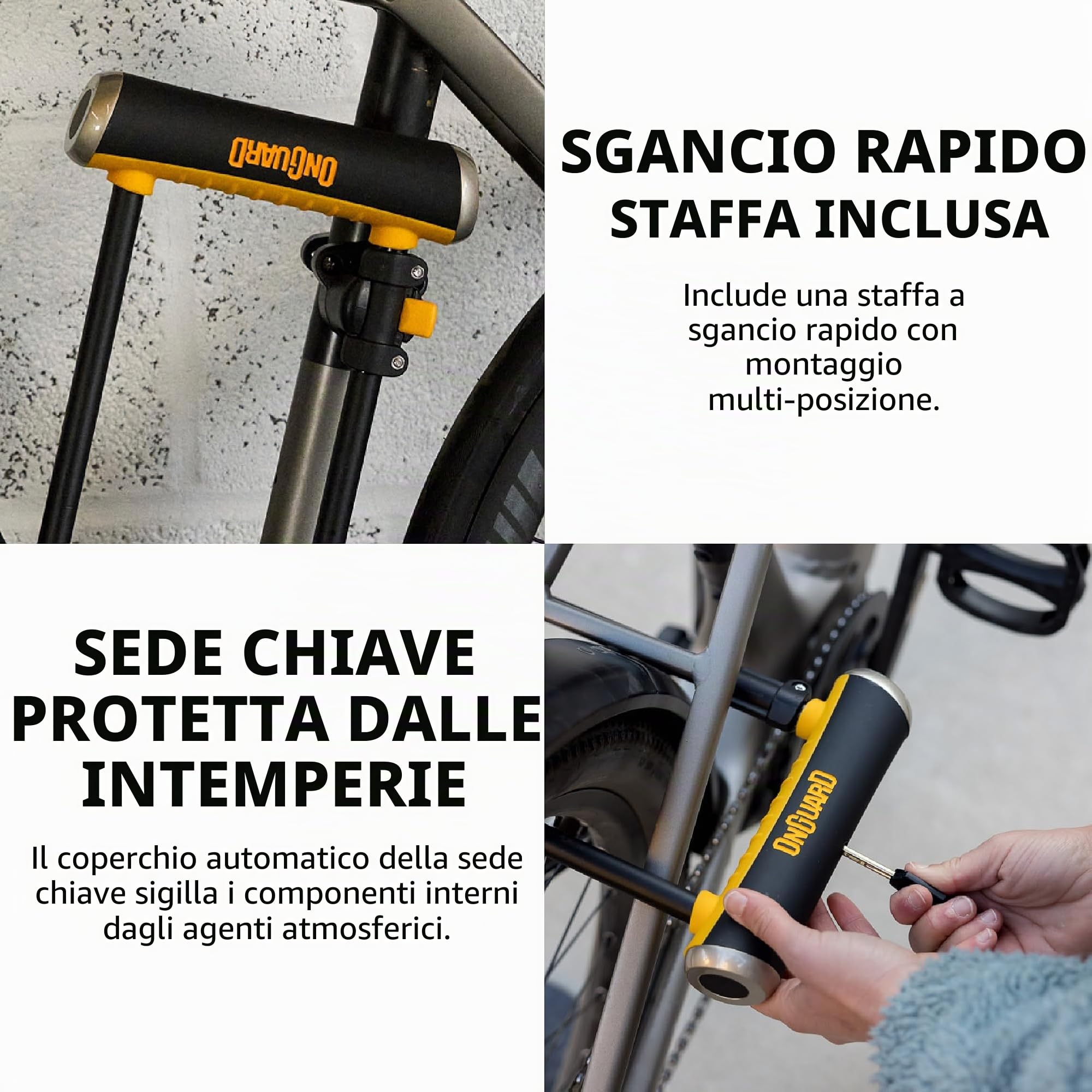 OnGuard Arco Pitbull 115x230mm, Acro Lucchetto Unisex Adulto, Nero, 115 x 230 14 mm 120 cm 10