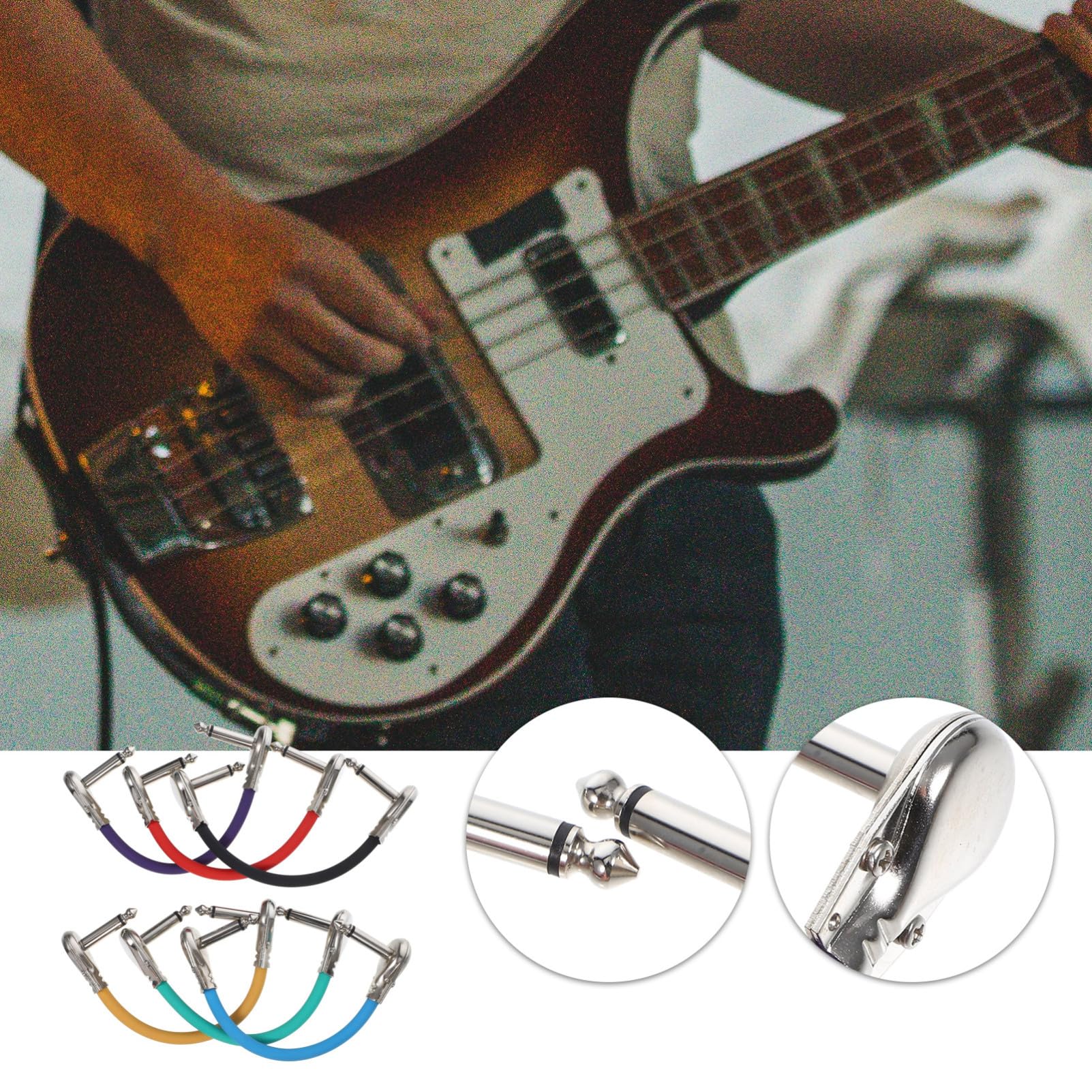 Beaupretty 6pièces Câbles De Guitare Pour Pédales Effets Connexion Stable Et Rapide Compatible Avec Guitares Électriques Et Équipements Audio