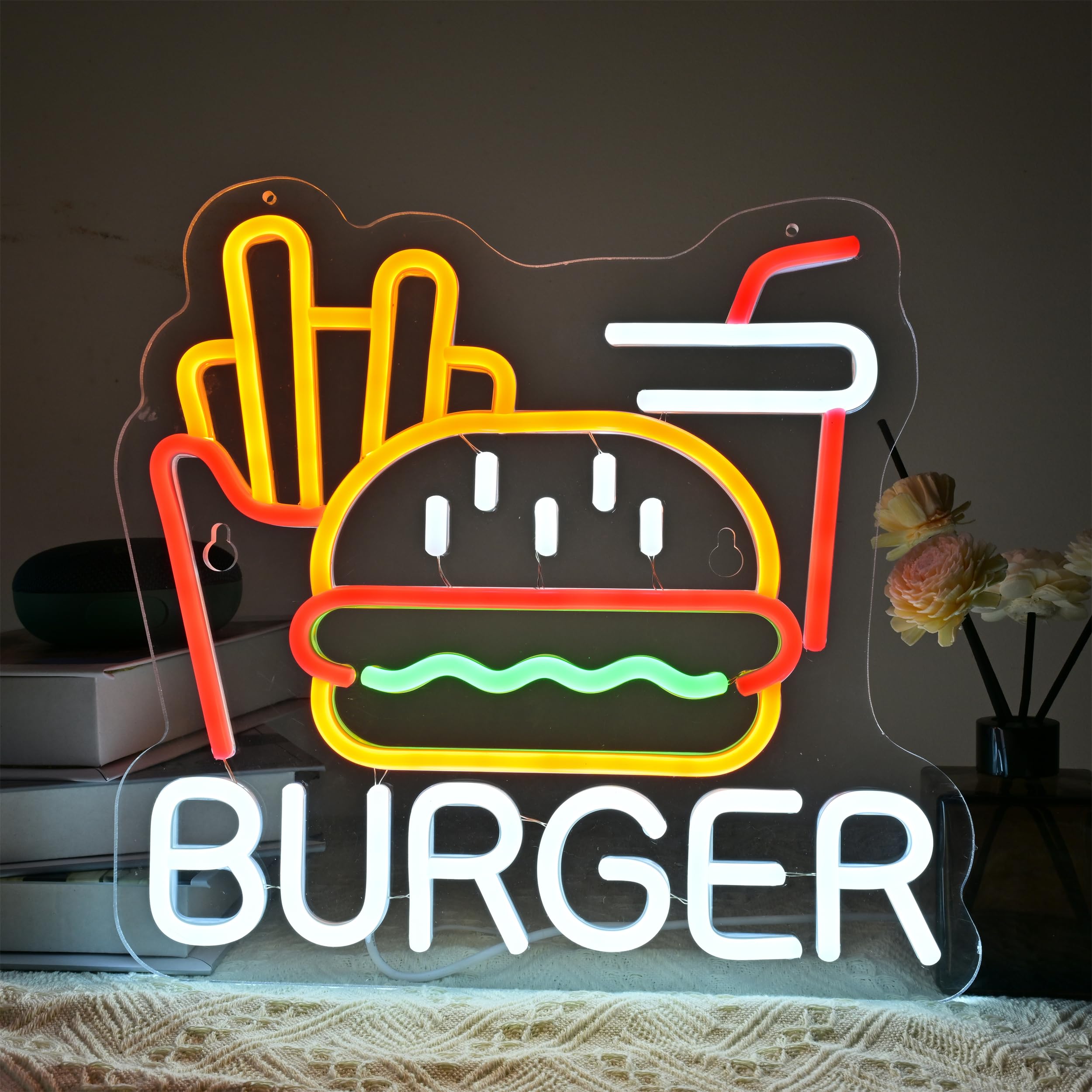 ネオンサイン BURGER ハンバーガー 店舗装飾 インテリア レストラン Amazon.co.jp: CNBEYOUNG BURGER ネオンサイン ハンバーガー 洋食店