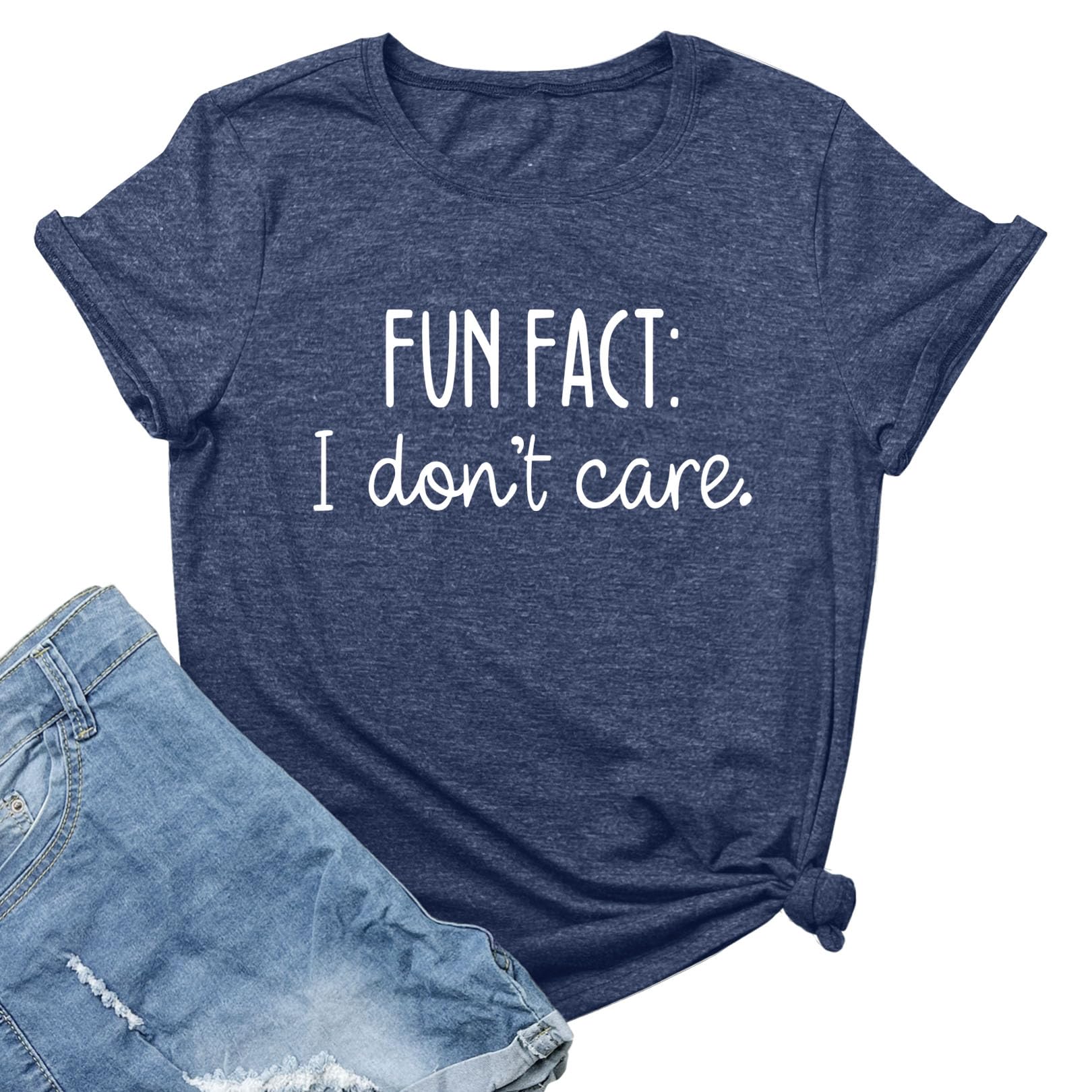 LOOKFACE Women Short Sleeve Tees Fun FACT Graphic Summer T Shirts