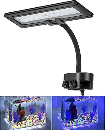 hygger 14 Inches Blue White LED Aquarium Light Clip on Small Led Light for Planted Saltwater Freshwater Fish Tank with Gooseneck Clamp 21W