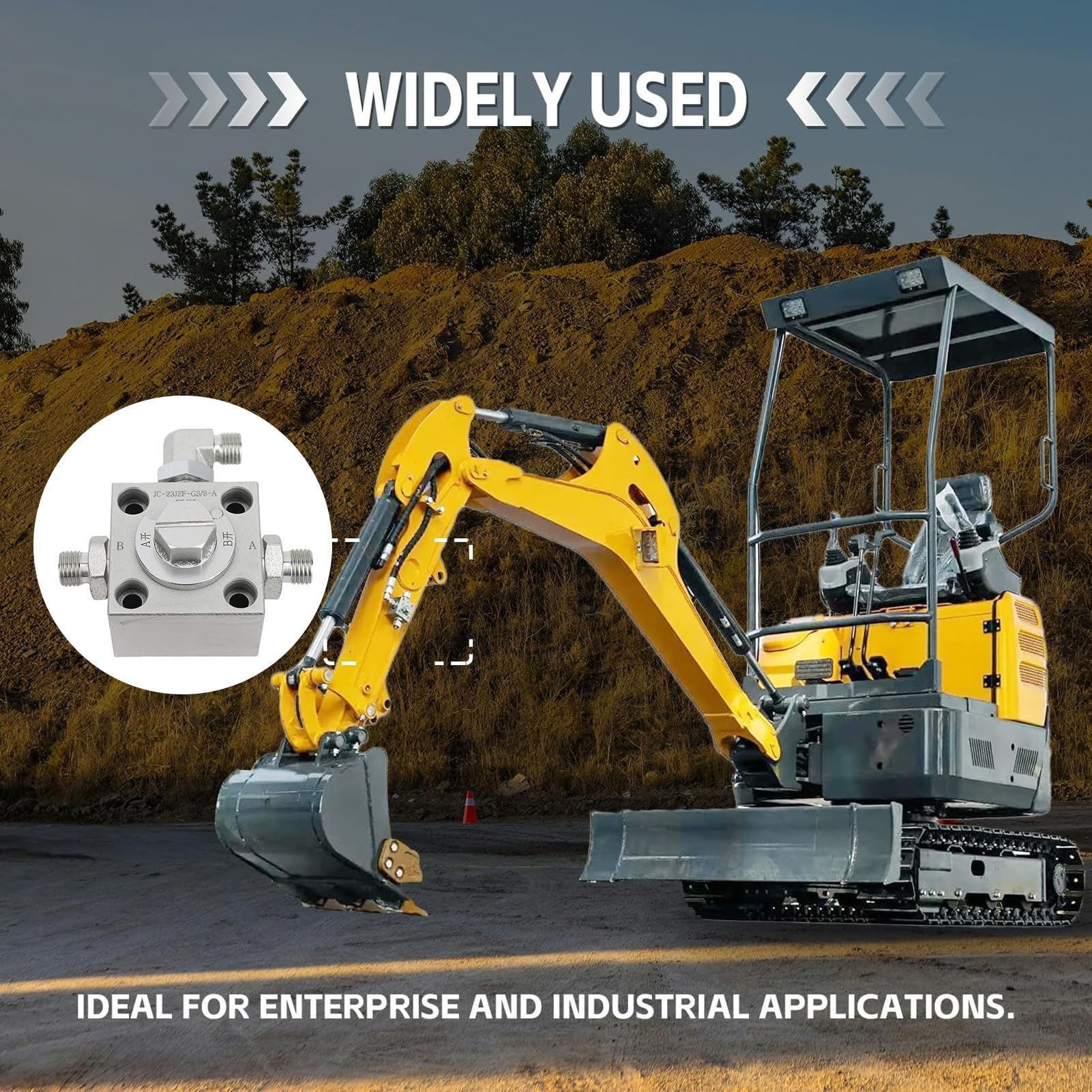 Fabater Válvula de Desviación de 3 Vías para Mini Excavador, Válvula de Desvío Hidráulico de 2 PC, de Control Direccional de Tres de Tres Vías de Excavadoras
