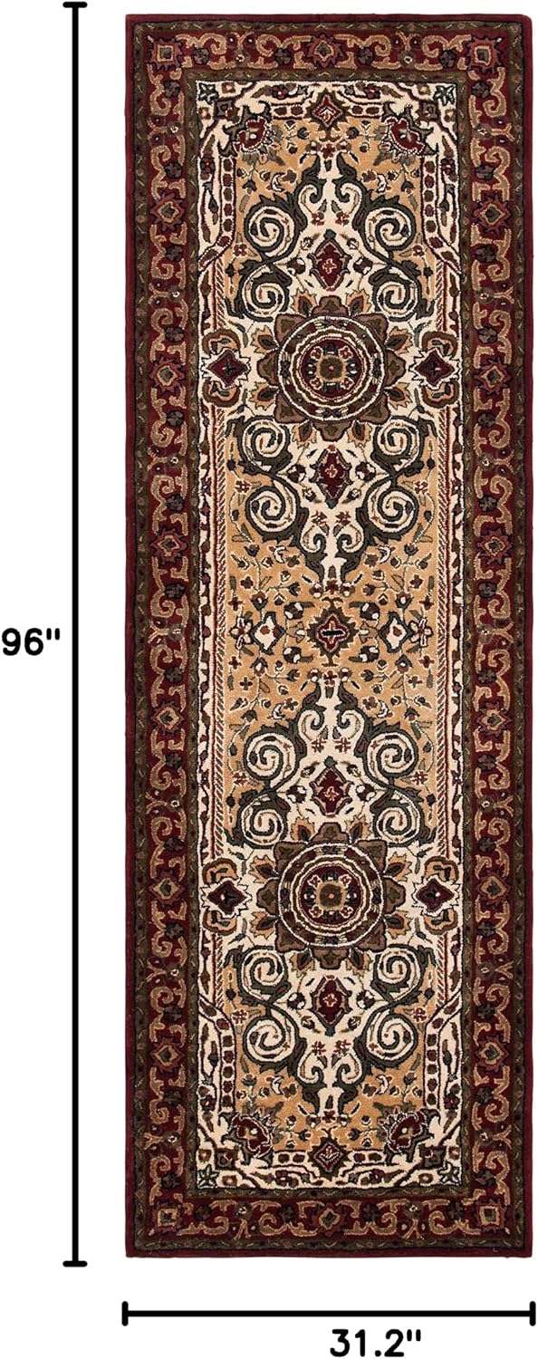 SAFAVIEH Persian Legend Collection Runner Rug - 2'6" x 8', Ivory & Rust, Handmade Traditional Wool, Ideal for High Traffic Areas in Living Room, Bedroom (PL531A)
