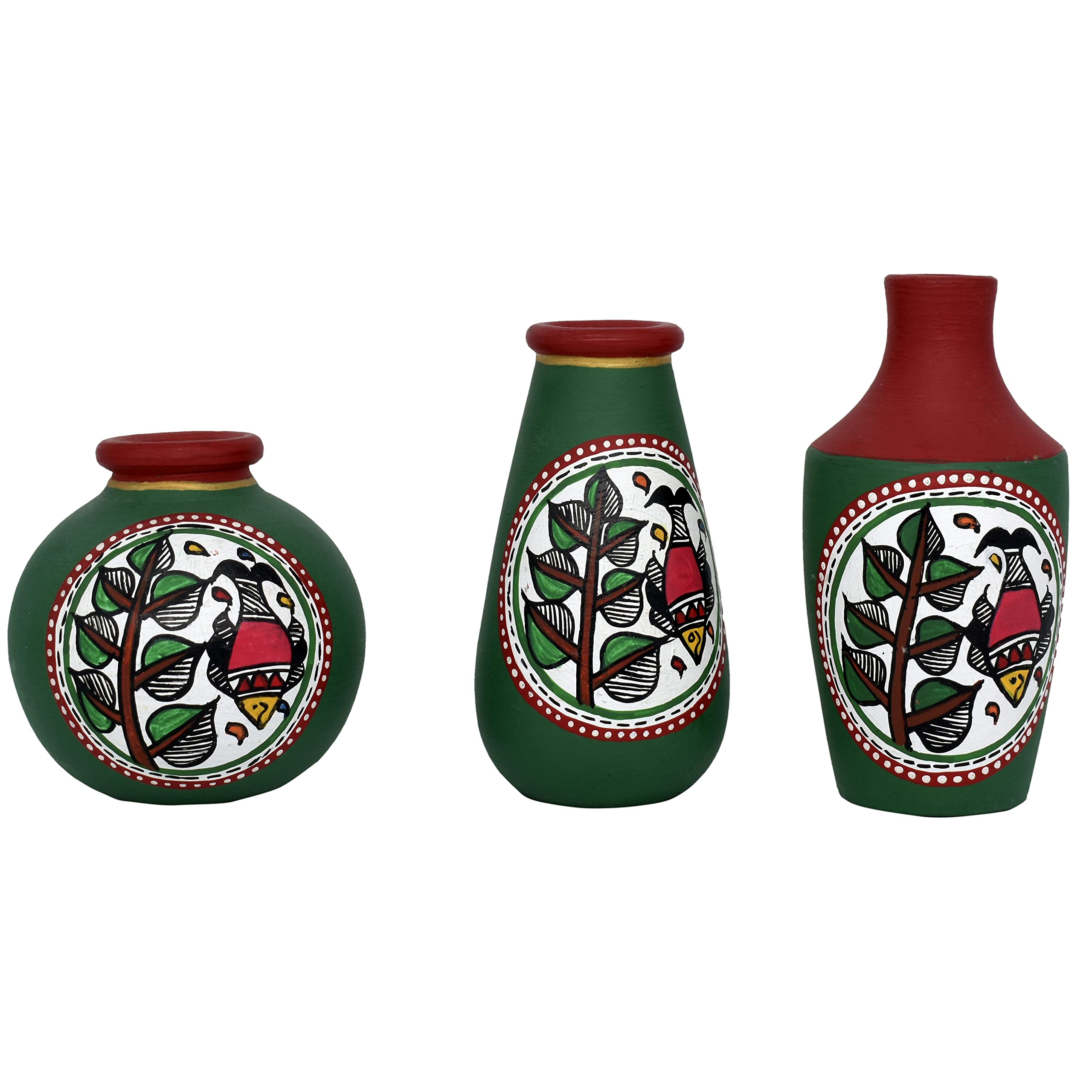 Vintage Warli Terracotta Pots - 3 Piece Combo -15 Vintage Warli Terracotta Pots - 3 Piece Combo -15