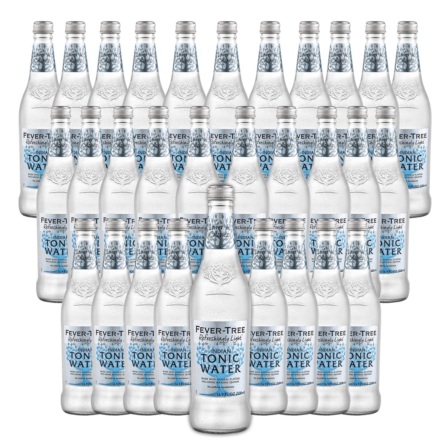 Fever Tree Light Indian Tonic Water - Premium Quality Mixer and Soda - Refreshing Beverage for Cocktails & Mocktails 500ml Bottle - Pack of 30