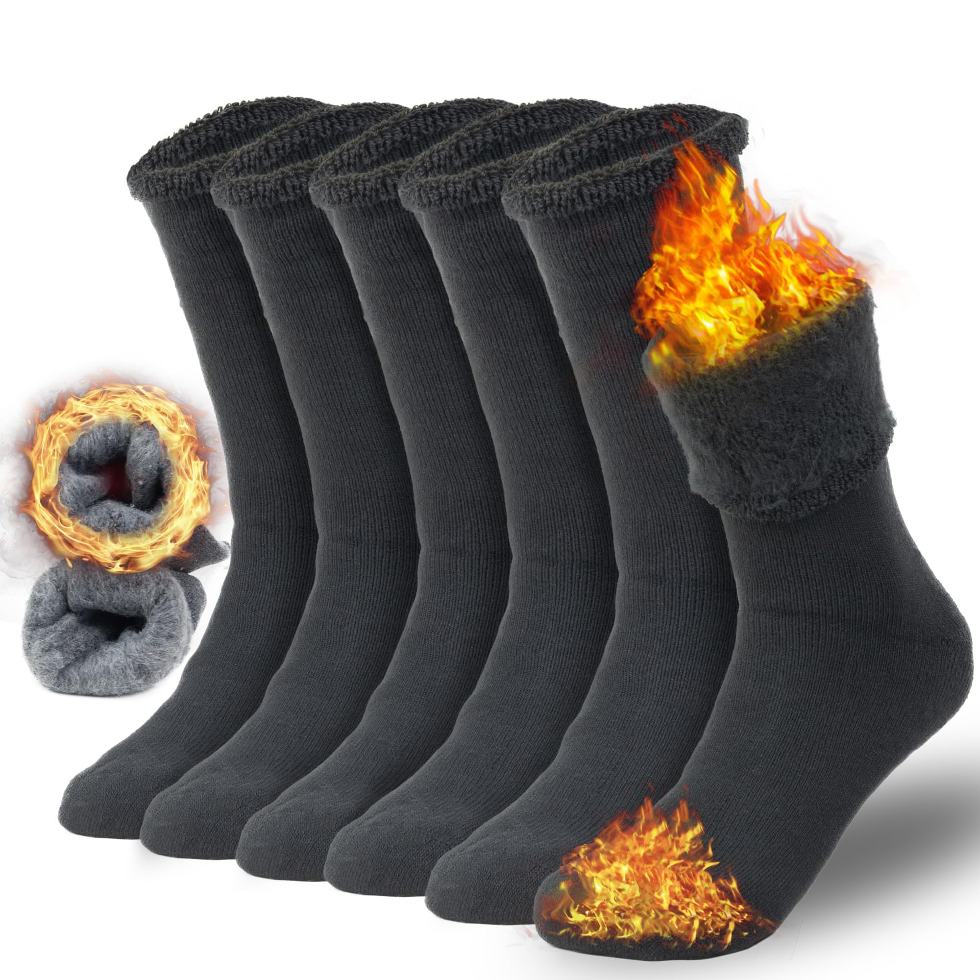 NevENDMen's Winter Socks Thermal Boot Insulated Thick Heated Socks 3 Pairs