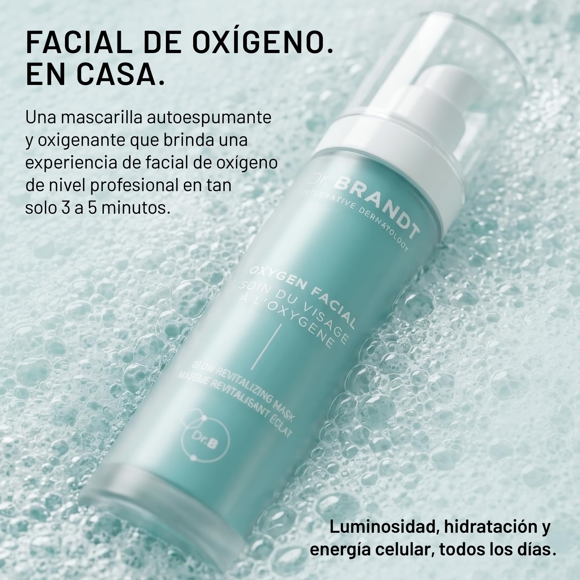 Dr. Brandt Oxygen Facial Glow Revitalizing Mask - Revitaliza visiblemente la piel y potencia su luminosidad en minutos - Apta para todo tipo de pieles y tonos de piel - 50 ml