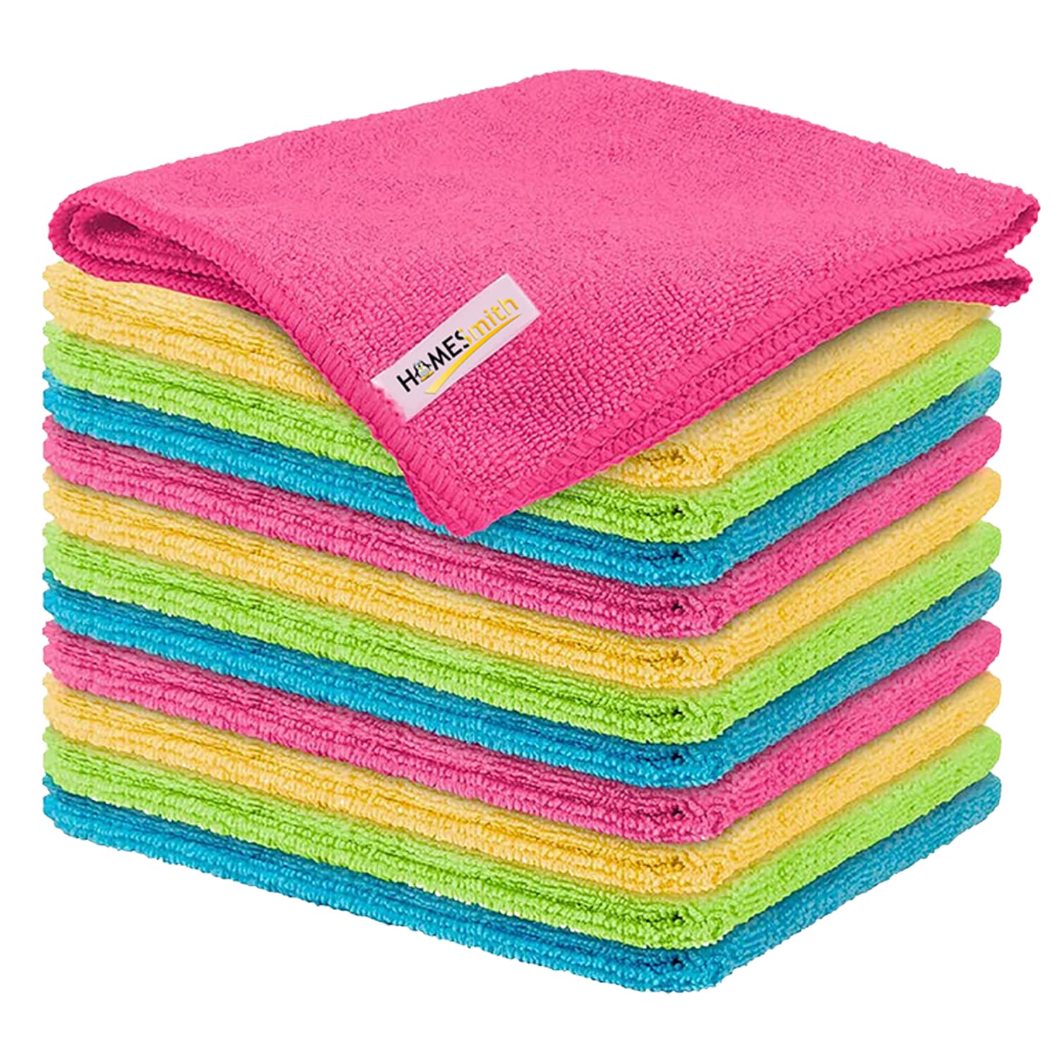 HOMESmith Paquete de 24 paños de Limpieza de Microfibra extragrandes, 4 Colores (HS-147)