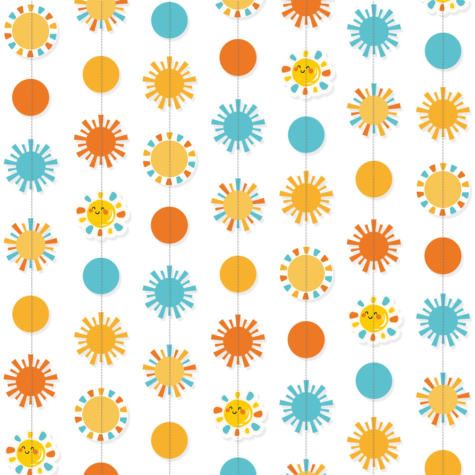 Here Comes The Son Baby Shower Decor - 44Ft Sun Garland Hanging Paper Streamer, Here Comes The Sun String Banner Backdrop, Ideal for Baby Shower Birthday Decorations Party Supplies