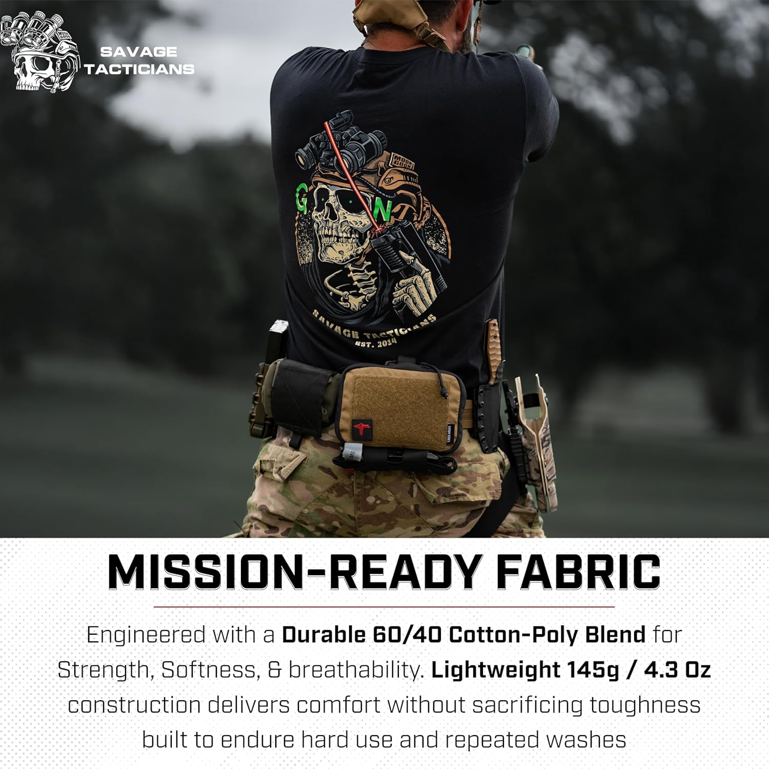 Savage Tacticians Goon Men’s Tee - Military Inspired Tactical Shirt, Cotton Blend, Premium Casual & Tactical Gear